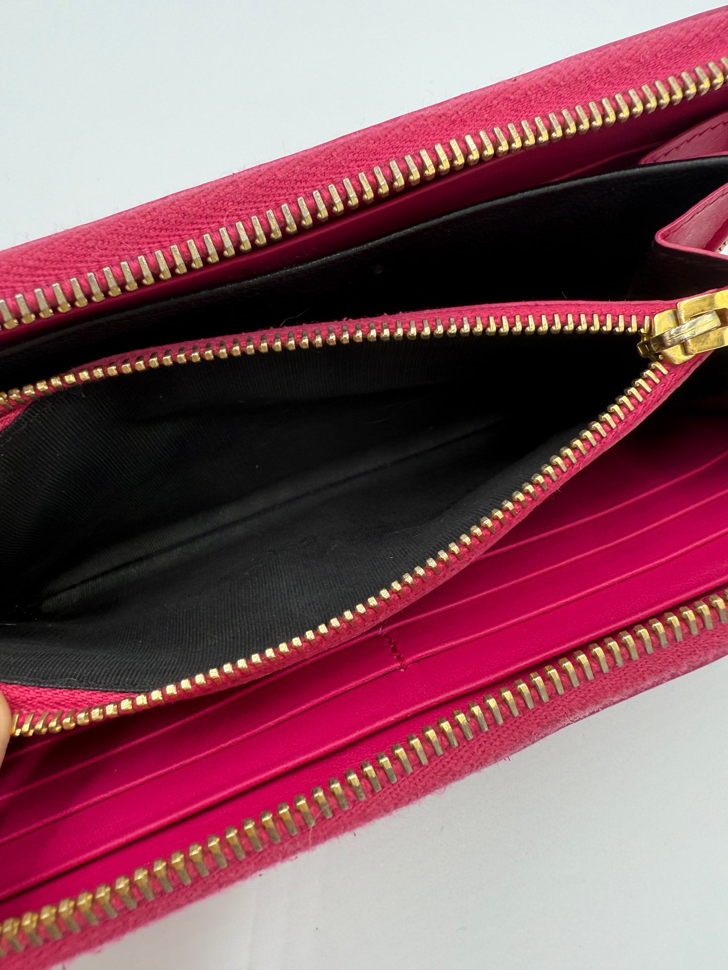 Yves Saint Laurent Pink Leather Long Zippy Wallet