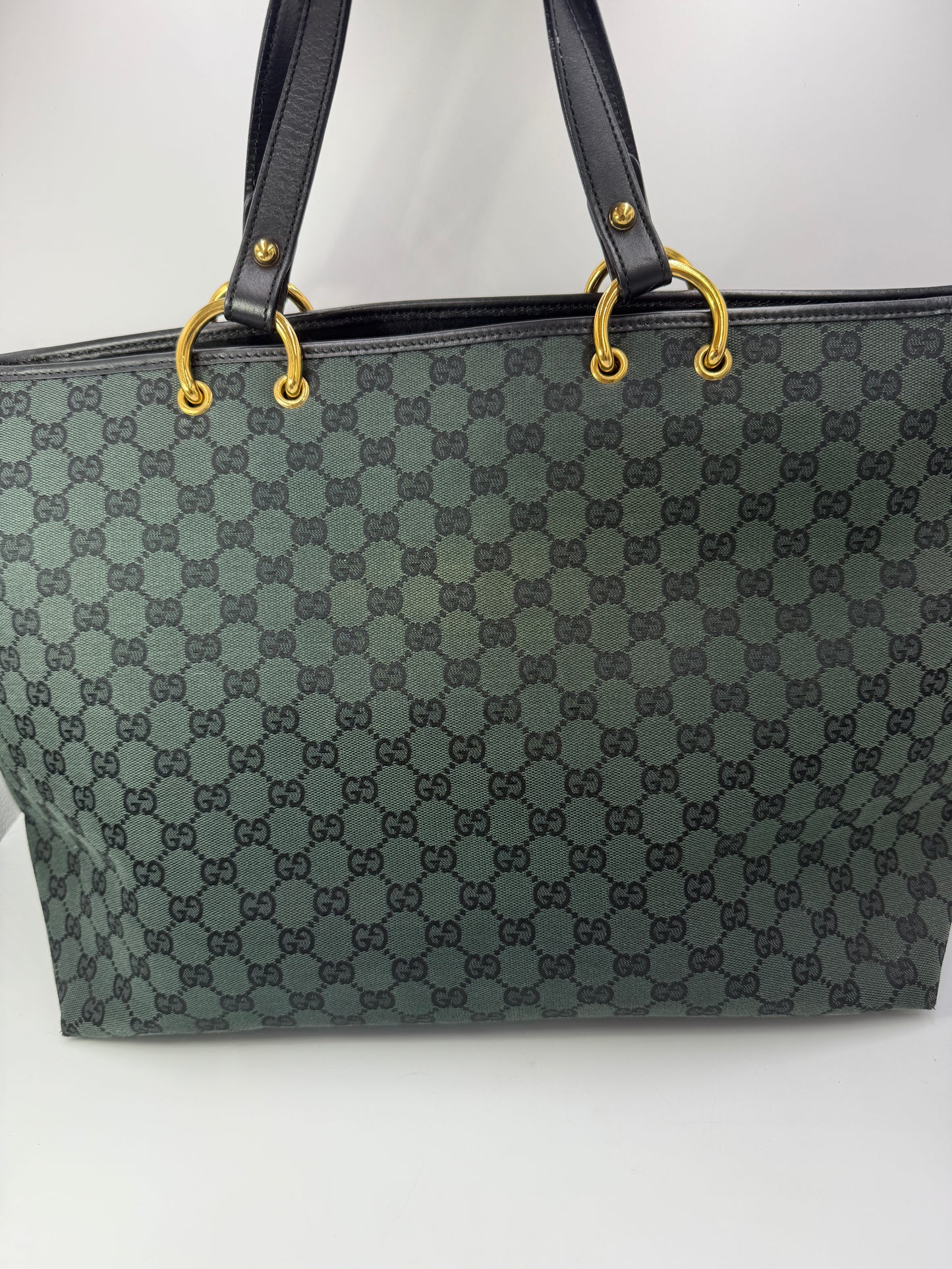 Gucci Guccissima Green And Black Canvas Tote Bag