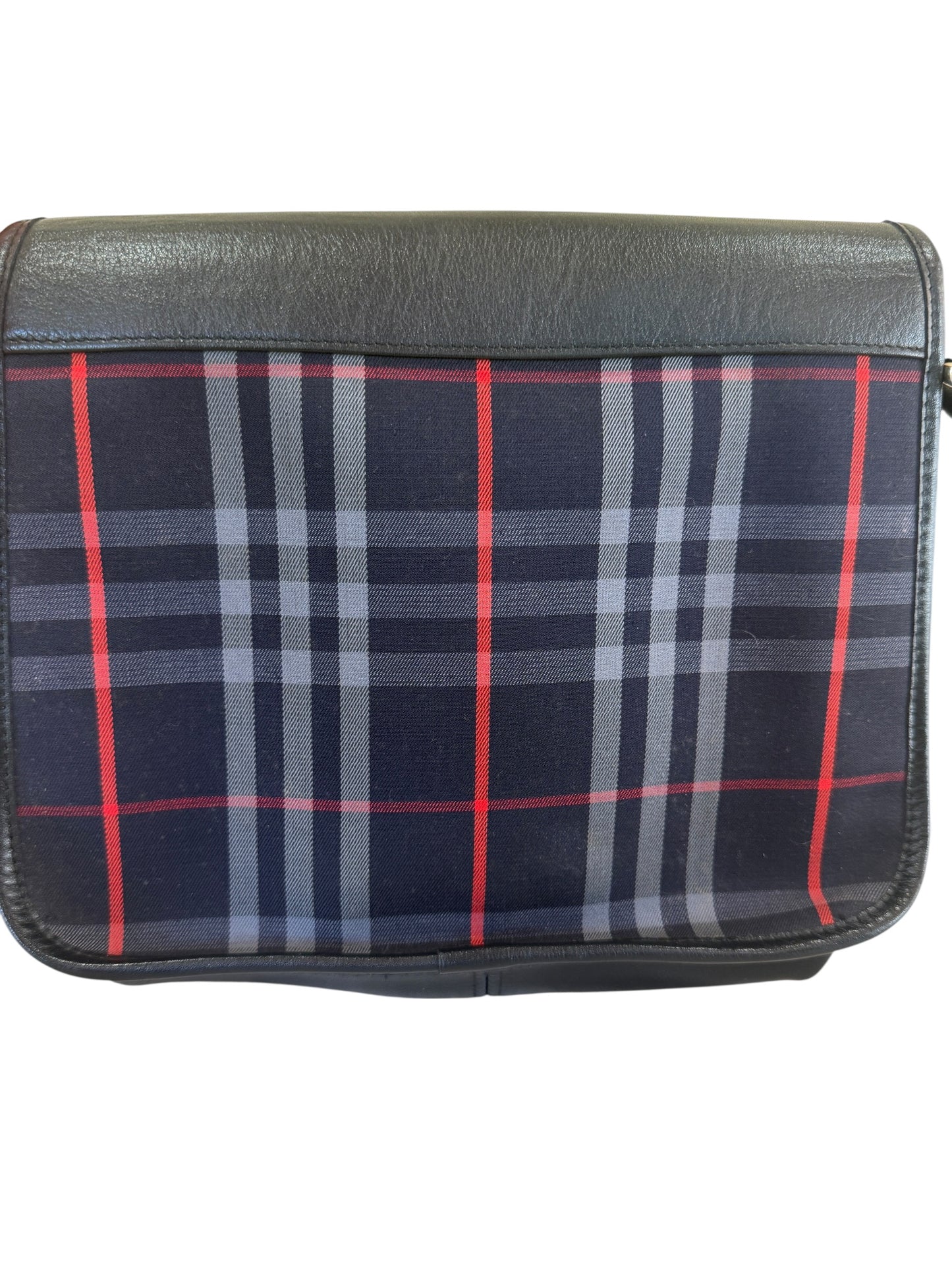 Burberry Blue Multicolor Canvas Novacheck Shoulder Bag