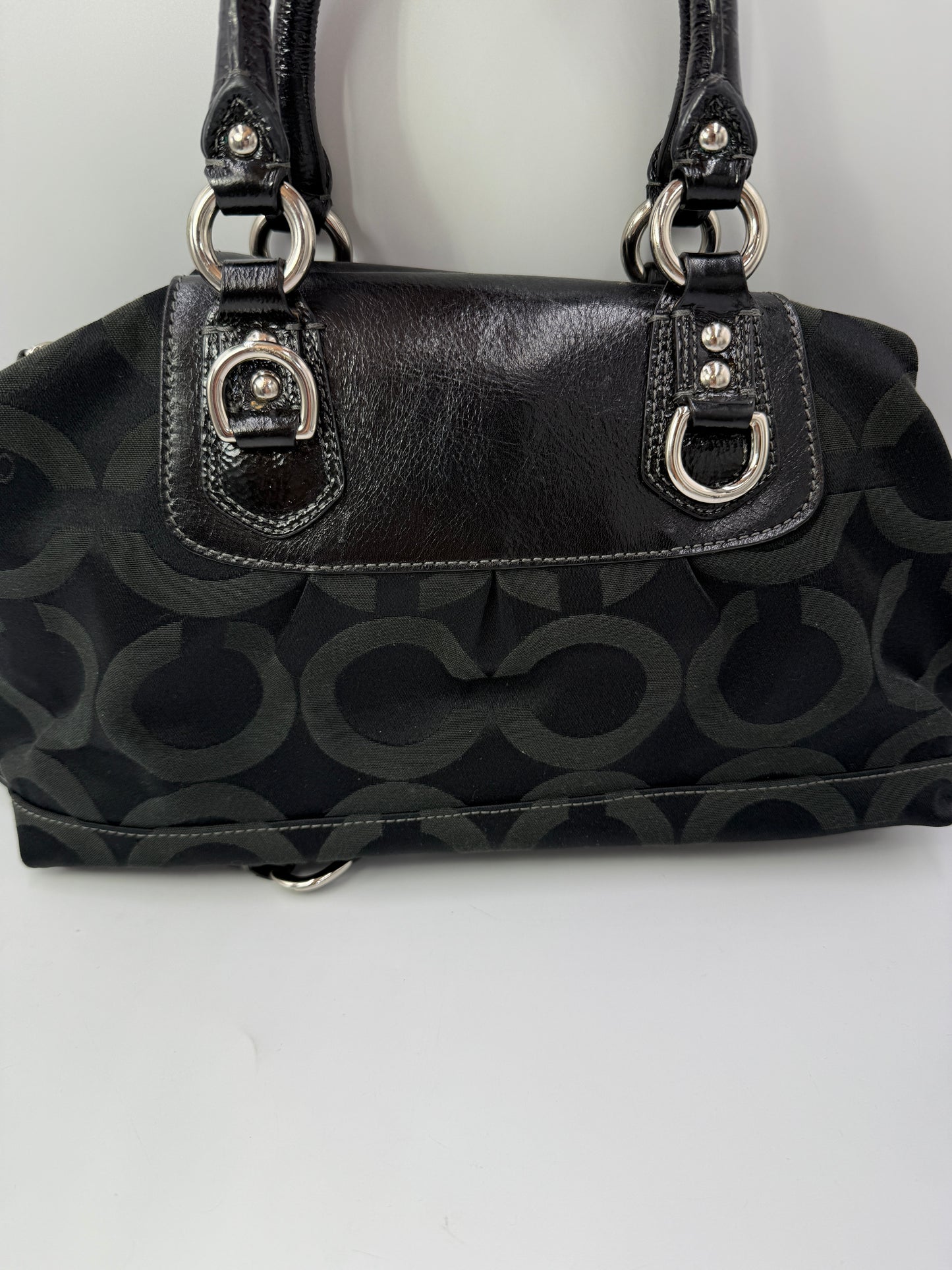 Coach Black Leather And Fabric Shoulder Bag