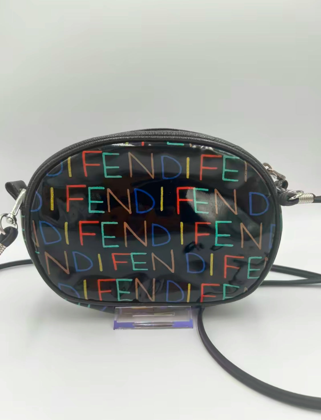 Fendi Black Patent Leather Multicolor Crossbody Bag