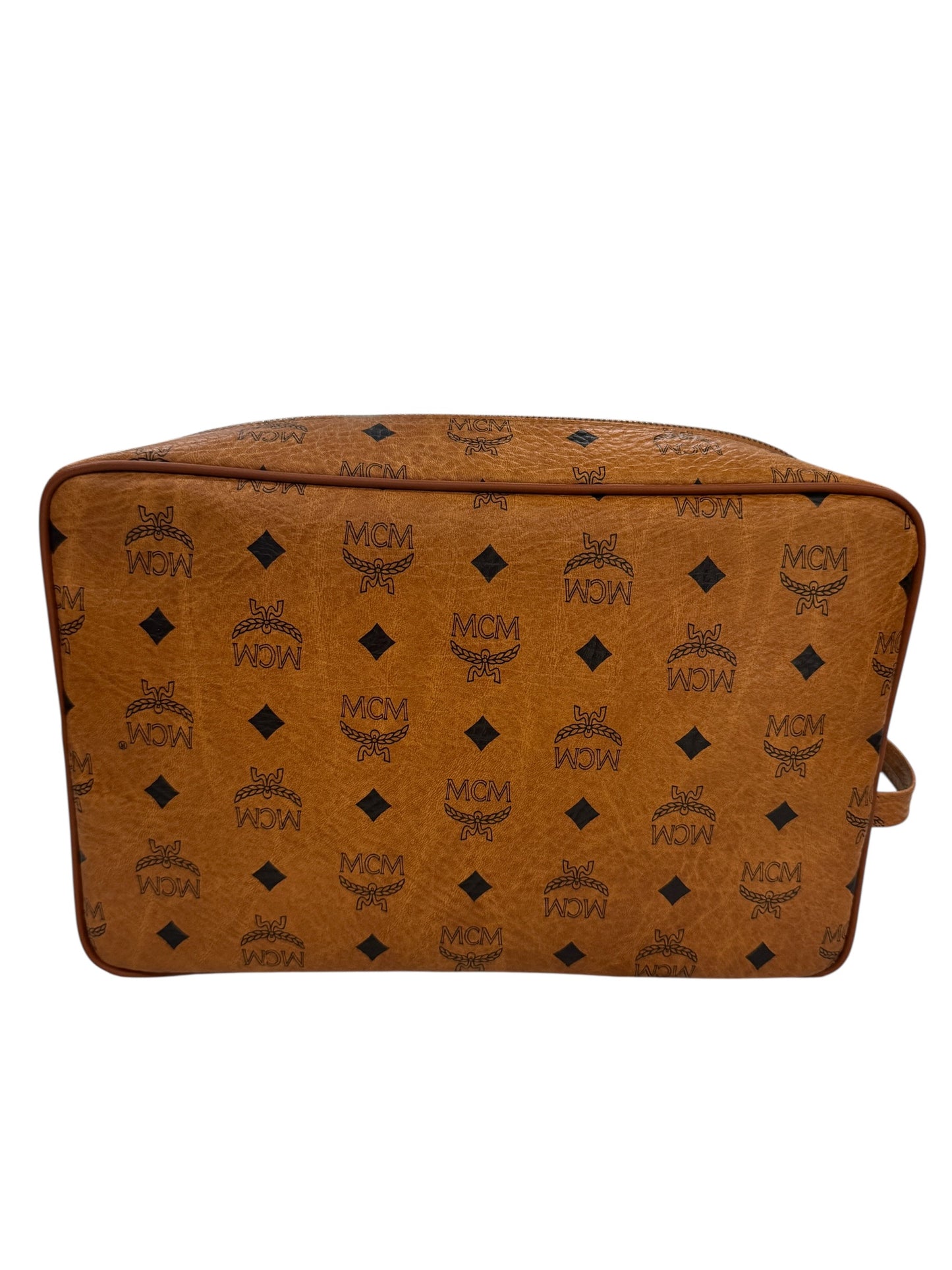MCM Cognac Visetos Coated Canvas Toiletry Bag 30 cm