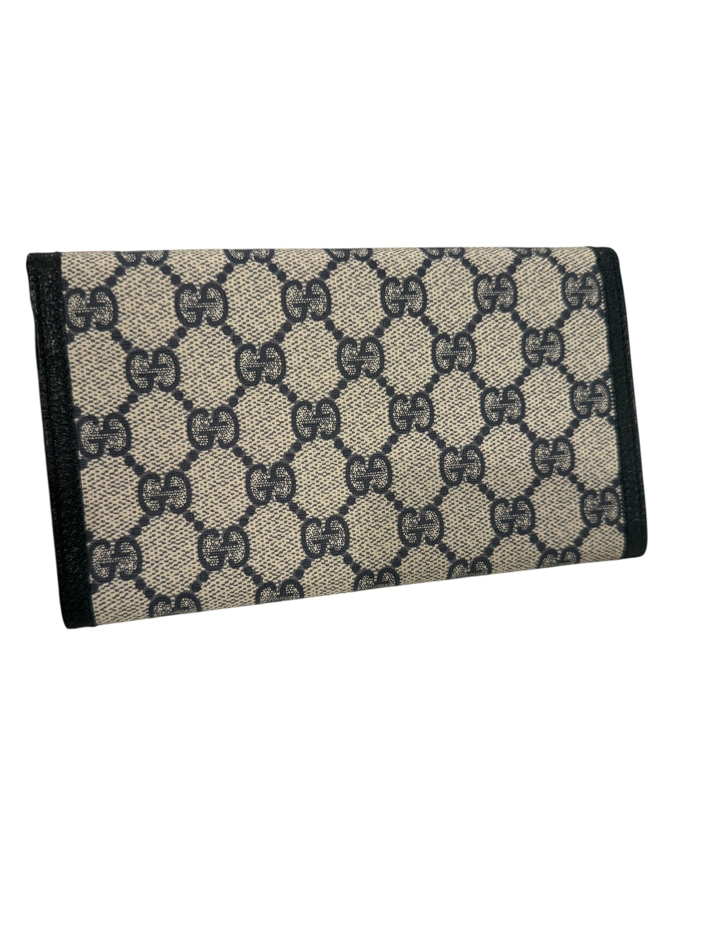 Gucci Navy Guccissima Coated Canvas Trifold Wallet with Unbranded Chain