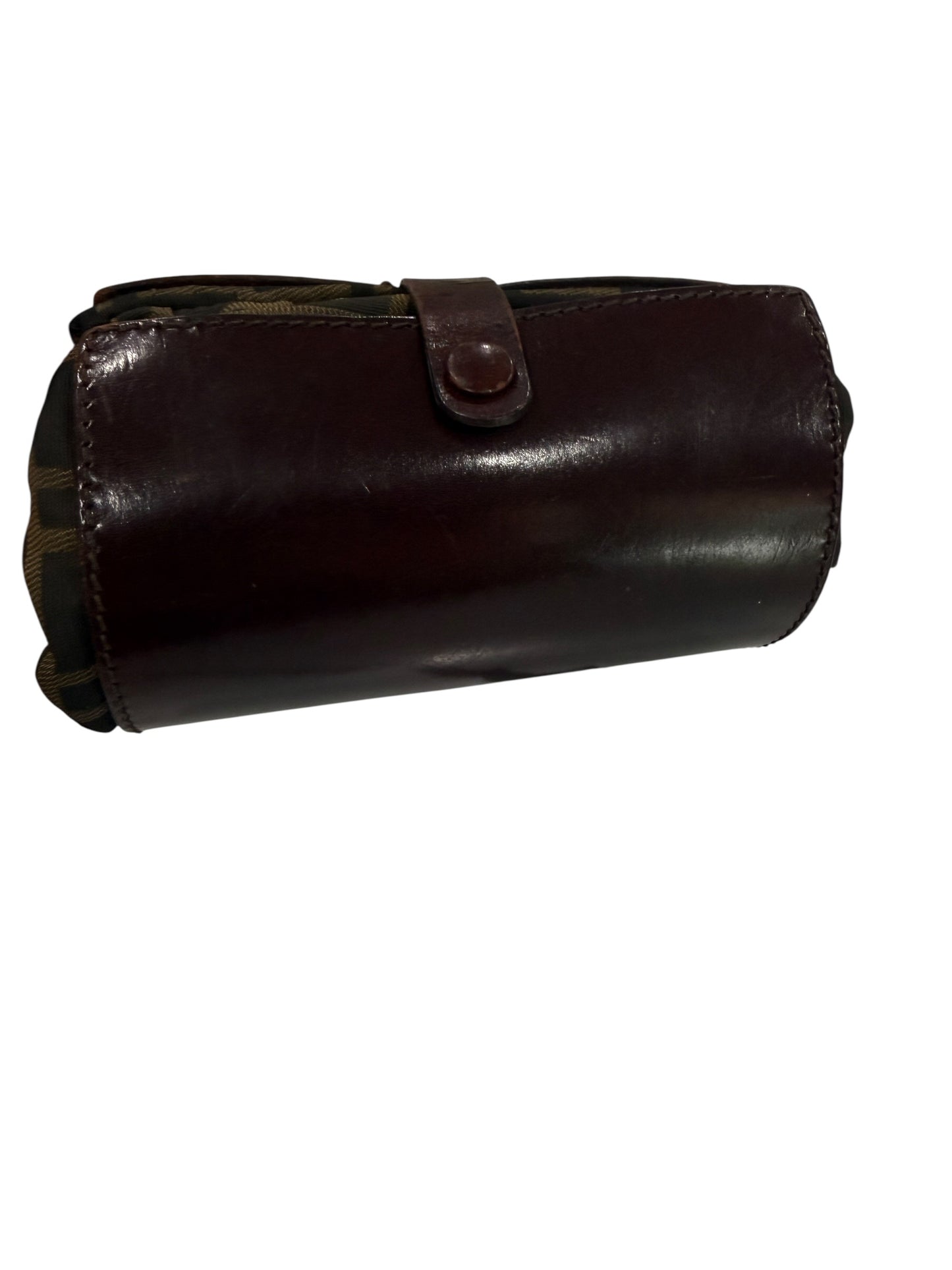 Fendi Zucca Brown Black Roll Up Shoulder Bag