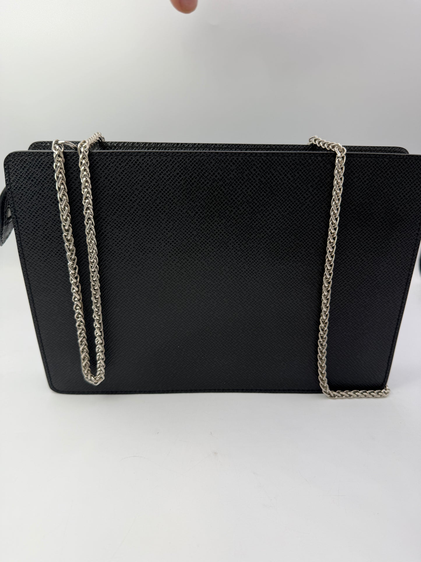 Louis Vuitton Black Taiga Leather Clutch With Unbranded Insert And Chain SR1003