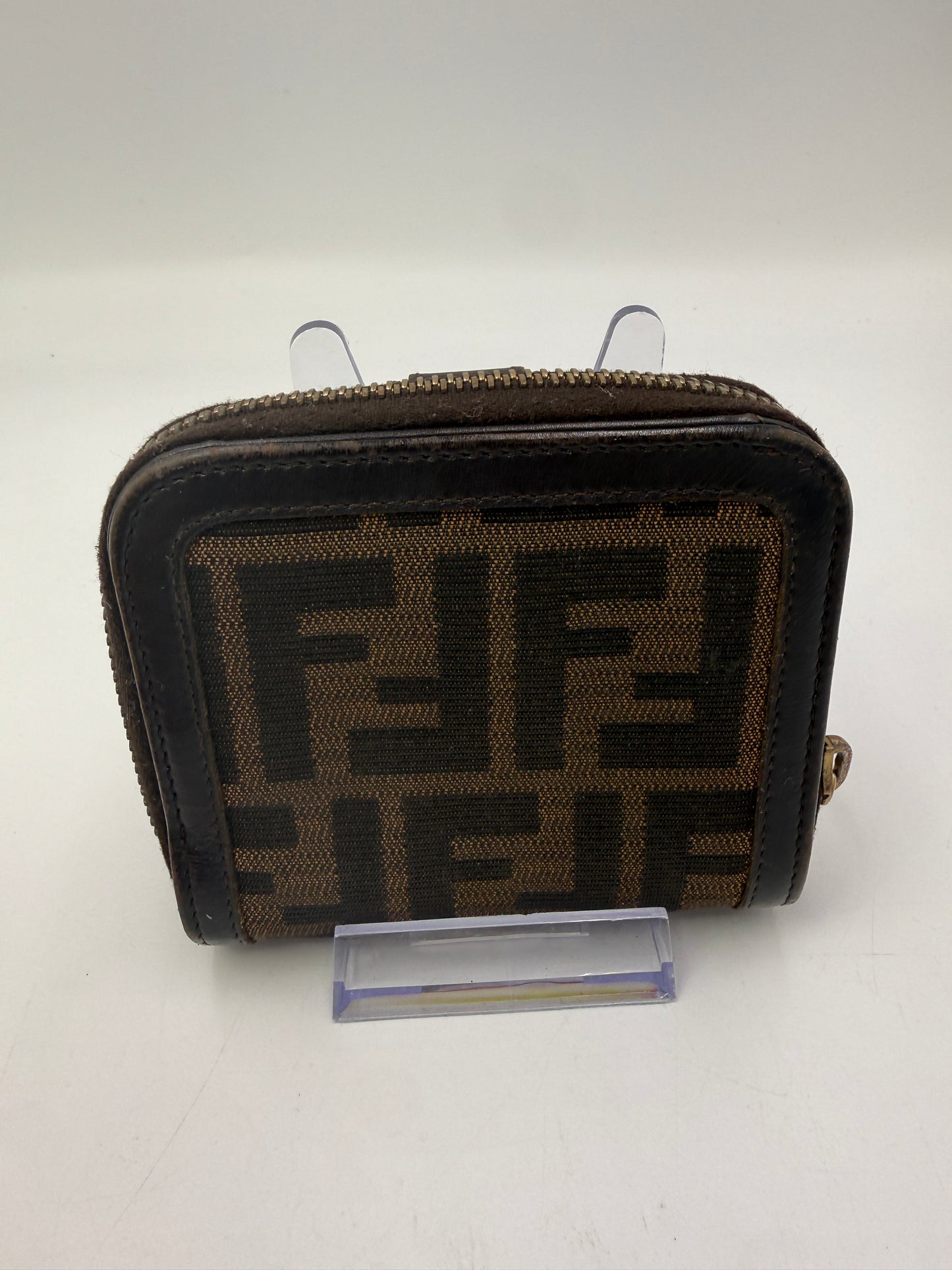 Fendi Zucca Canvas Compact Zippy Wallet