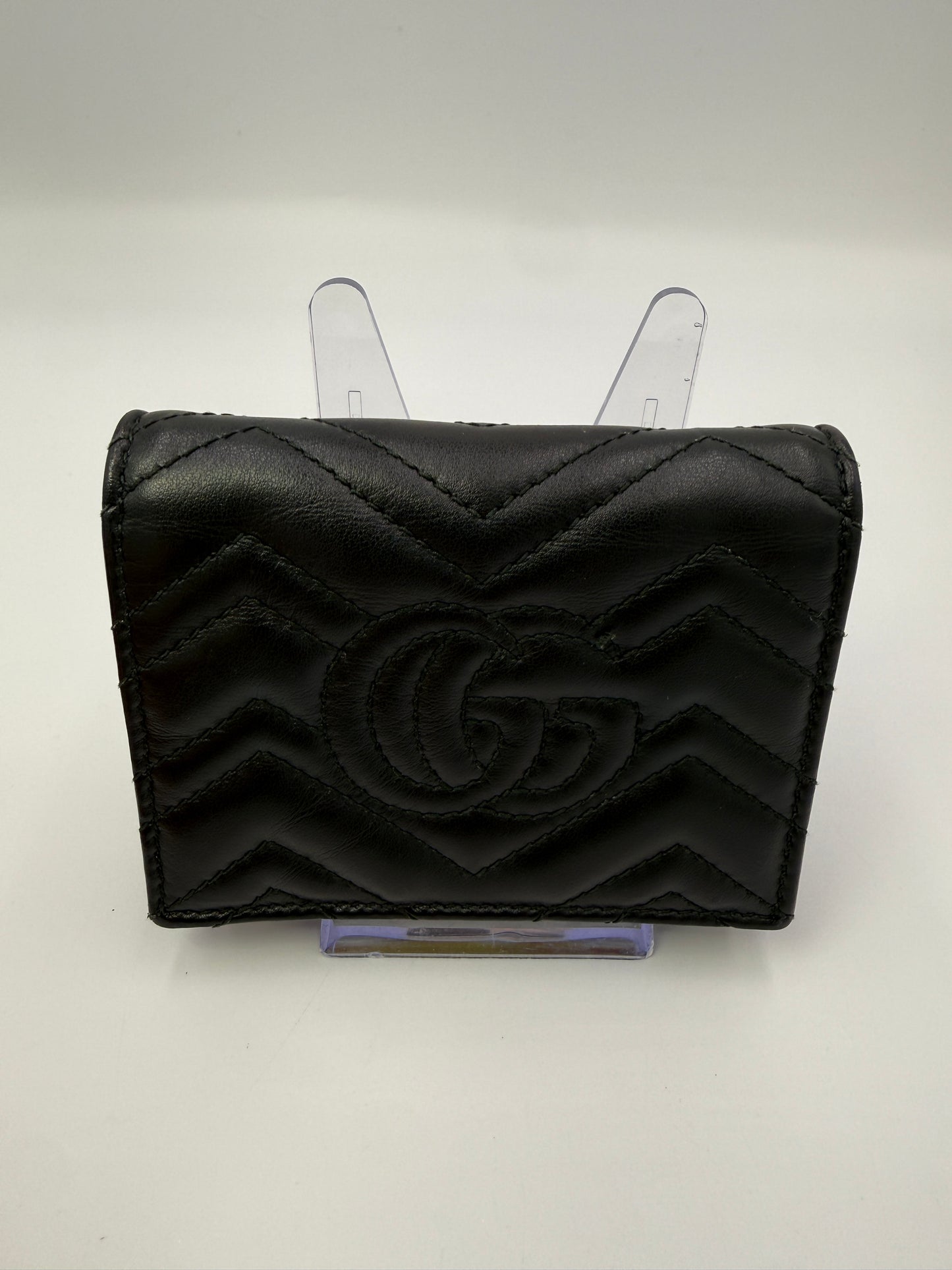 Gucci GG Marmont Black Leather Compact Wallet