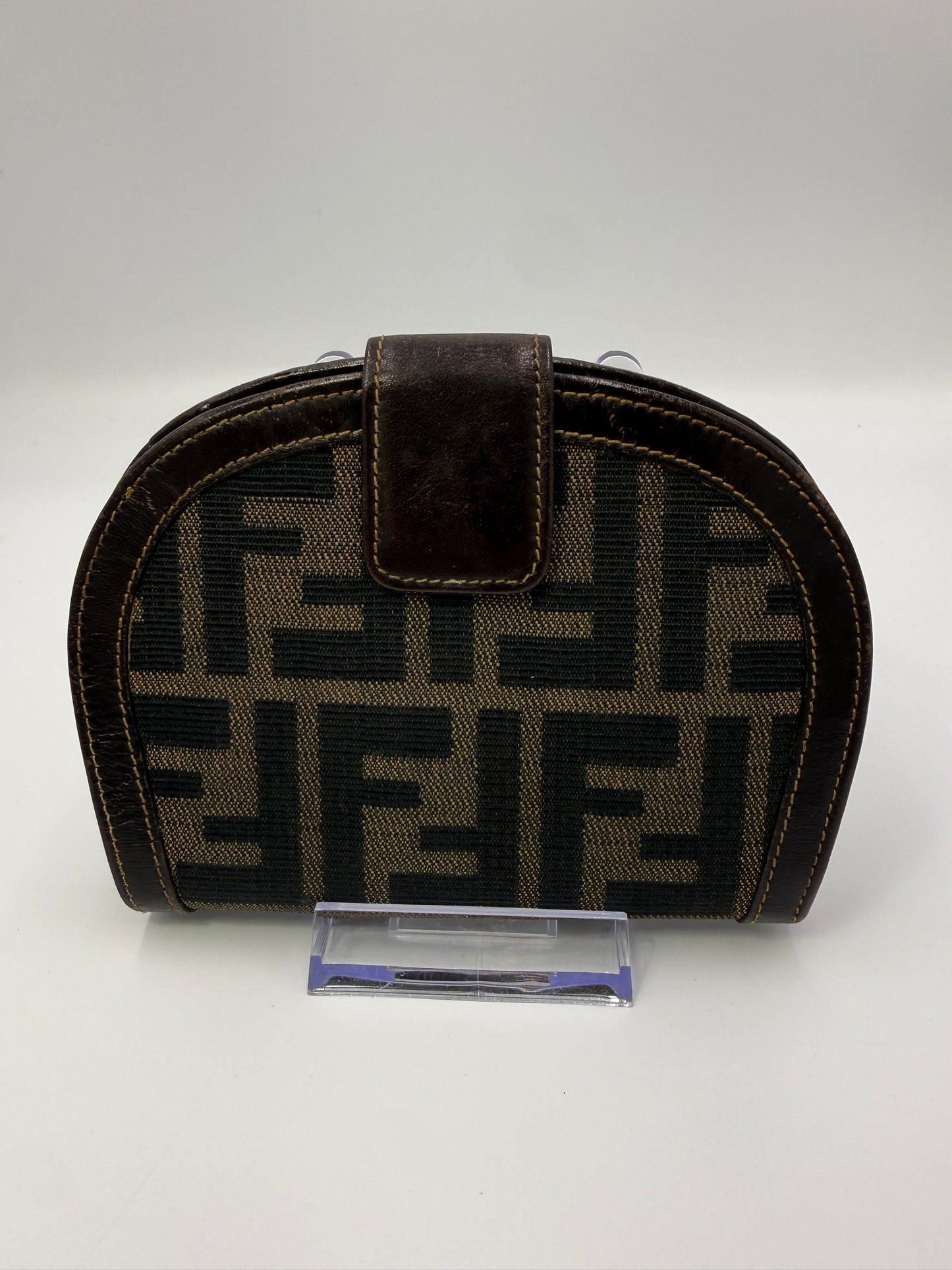 Fendi Zucca Canvas Bifold Half Moon Wallet