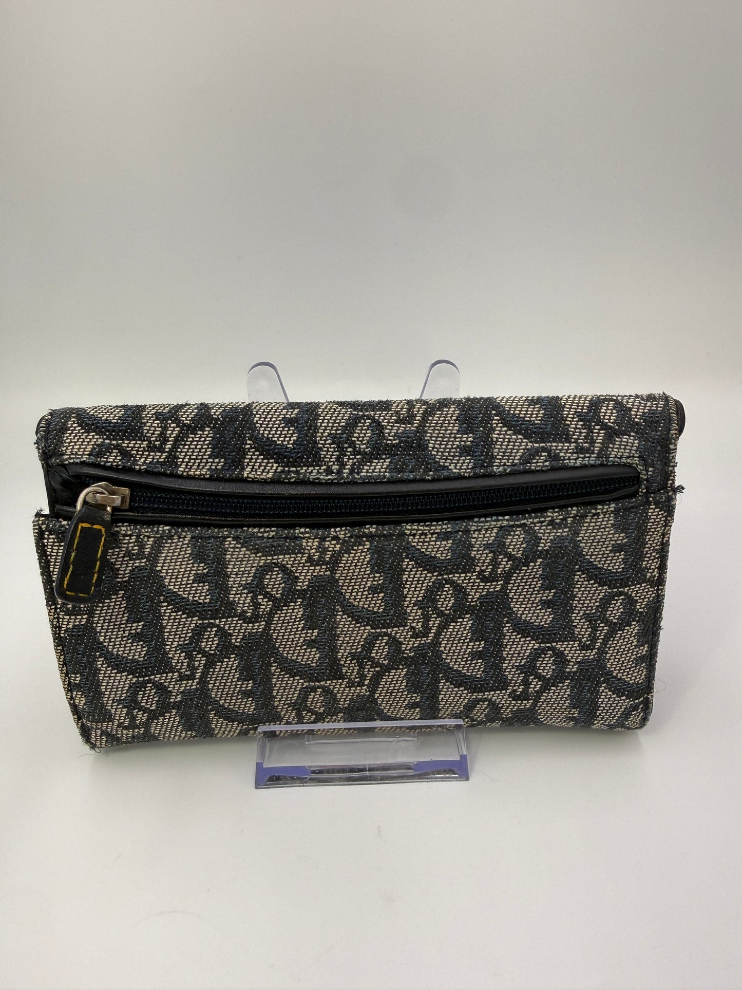 Christian Dior Trotter Canvas and Blue Leather Wallet 2004