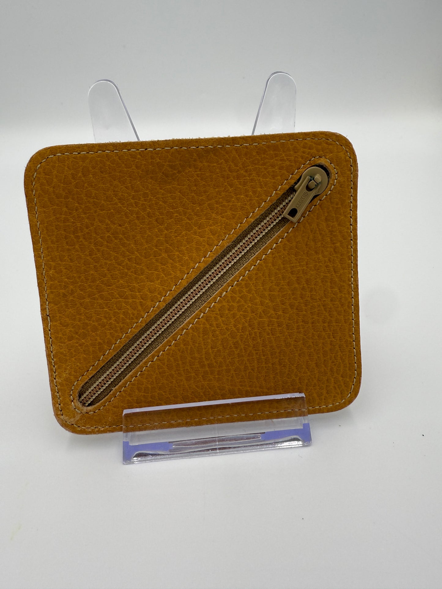 Loewe Beige Pebbled Leather Zippered Coin Pouch