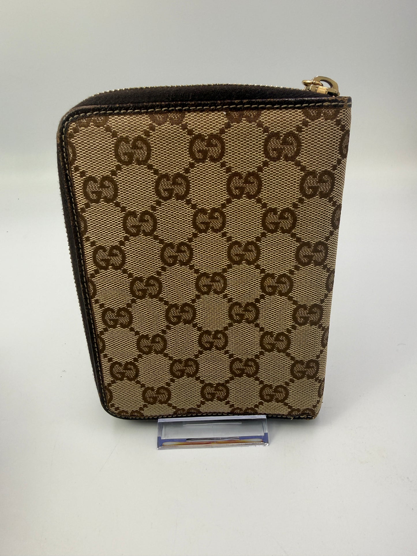 Gucci GG Rare Vintage Canvas Zip Agenda Cover with Charms