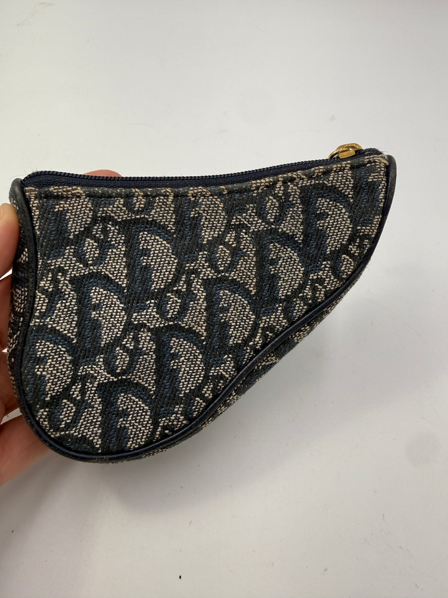 Christian Dior Blue Jacquard Trotter Saddle Pouch 2000