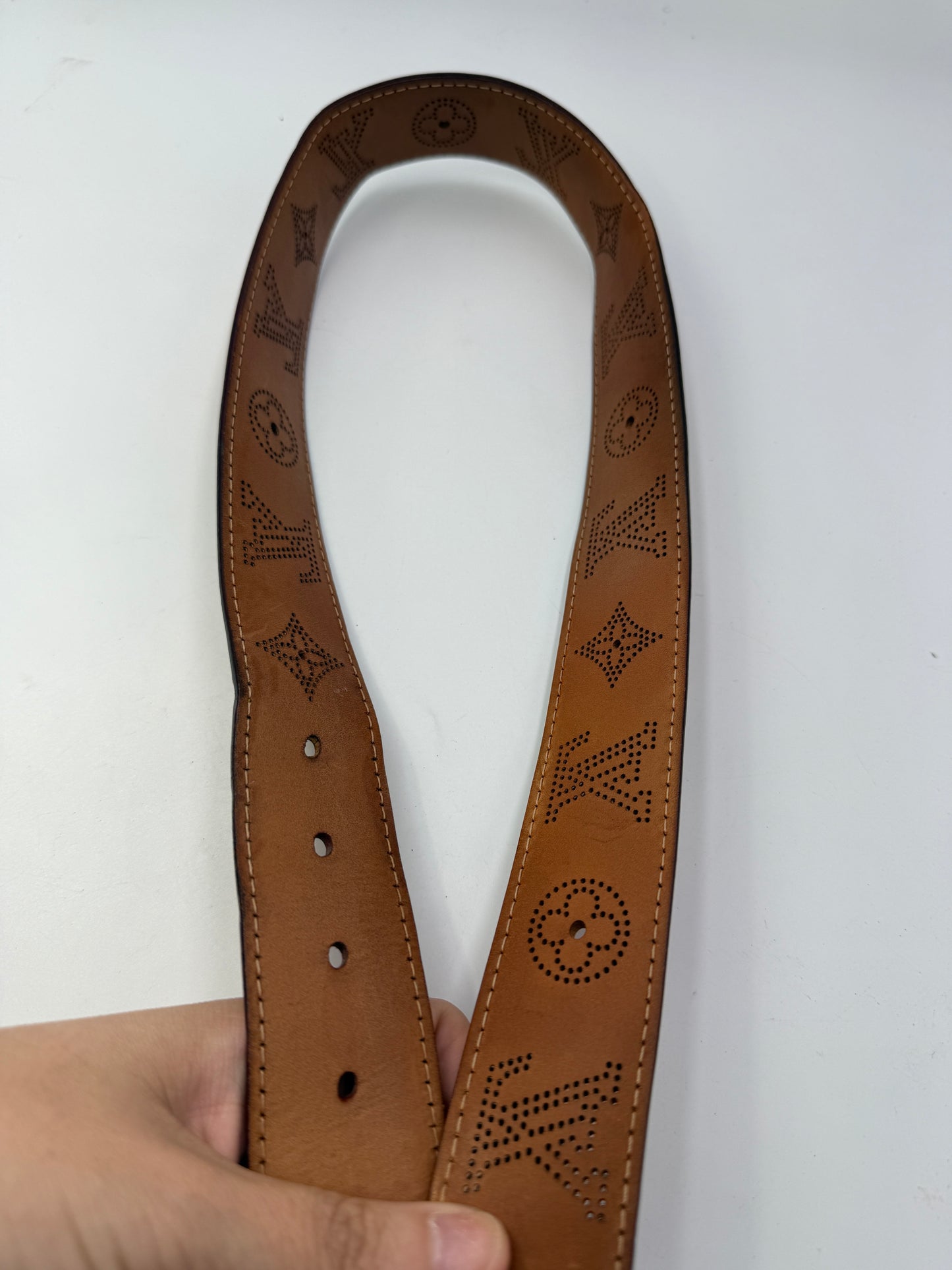 Louis Vuitton Perforated Vachetta Leather Belt 80 cm 32 in CA1026