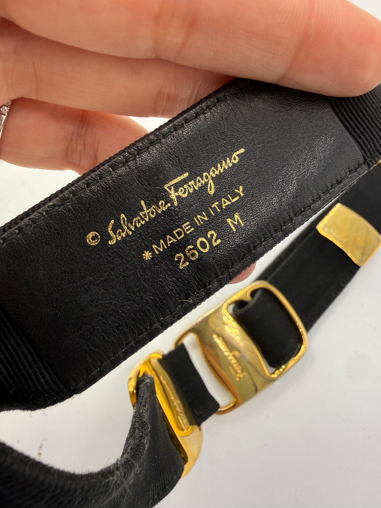 Salvatore Ferragamo Black Canvas Gancini Belt