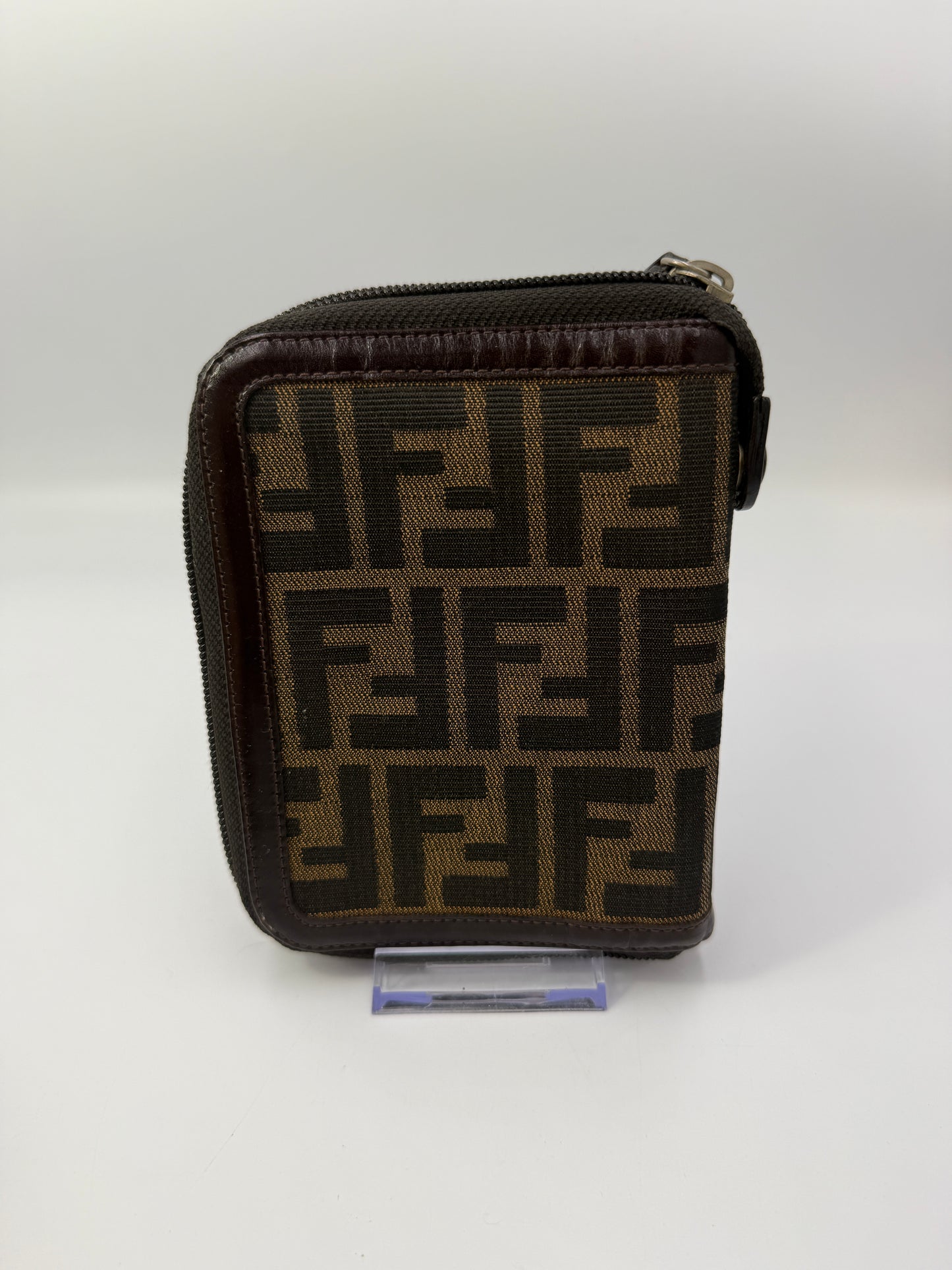 Vintage Fendi Zucca Canvas Zip Around Agenda PM