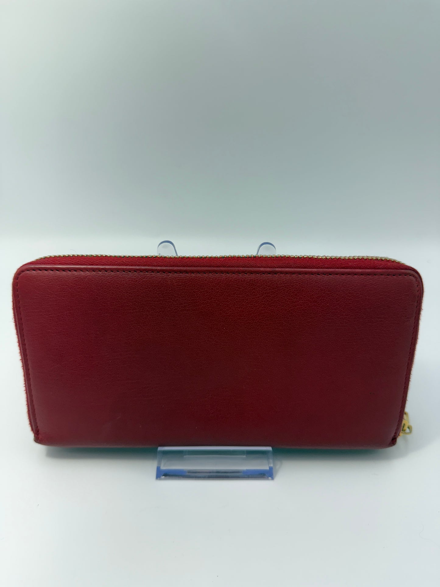 Yves Saint Laurent Red Leather Long Zippy Wallet
