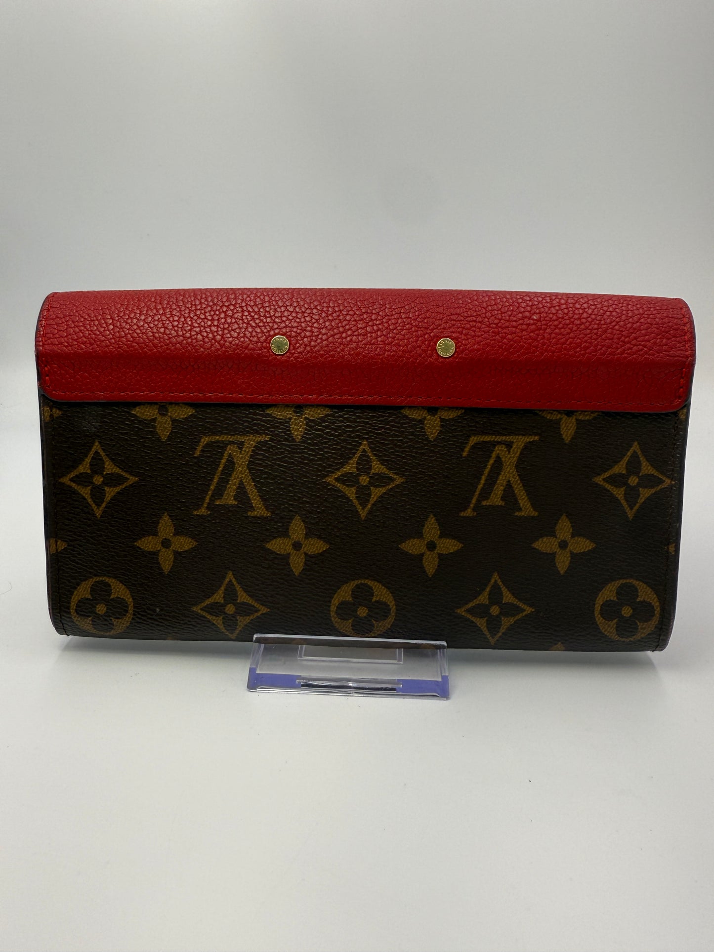 Louis Vuitton Monogram and Red Leather Flap Wallet