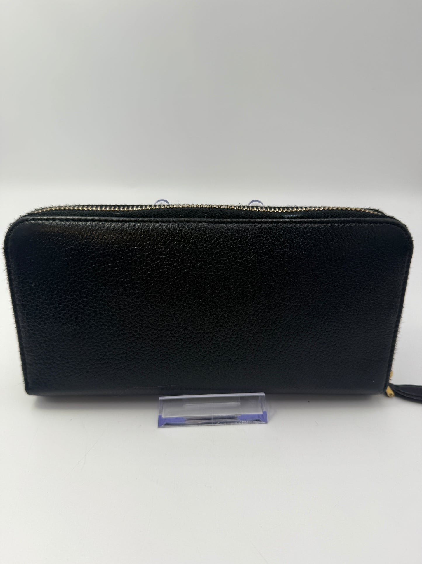 Prada Black Pebbled Leather Long Zippy Wallet
