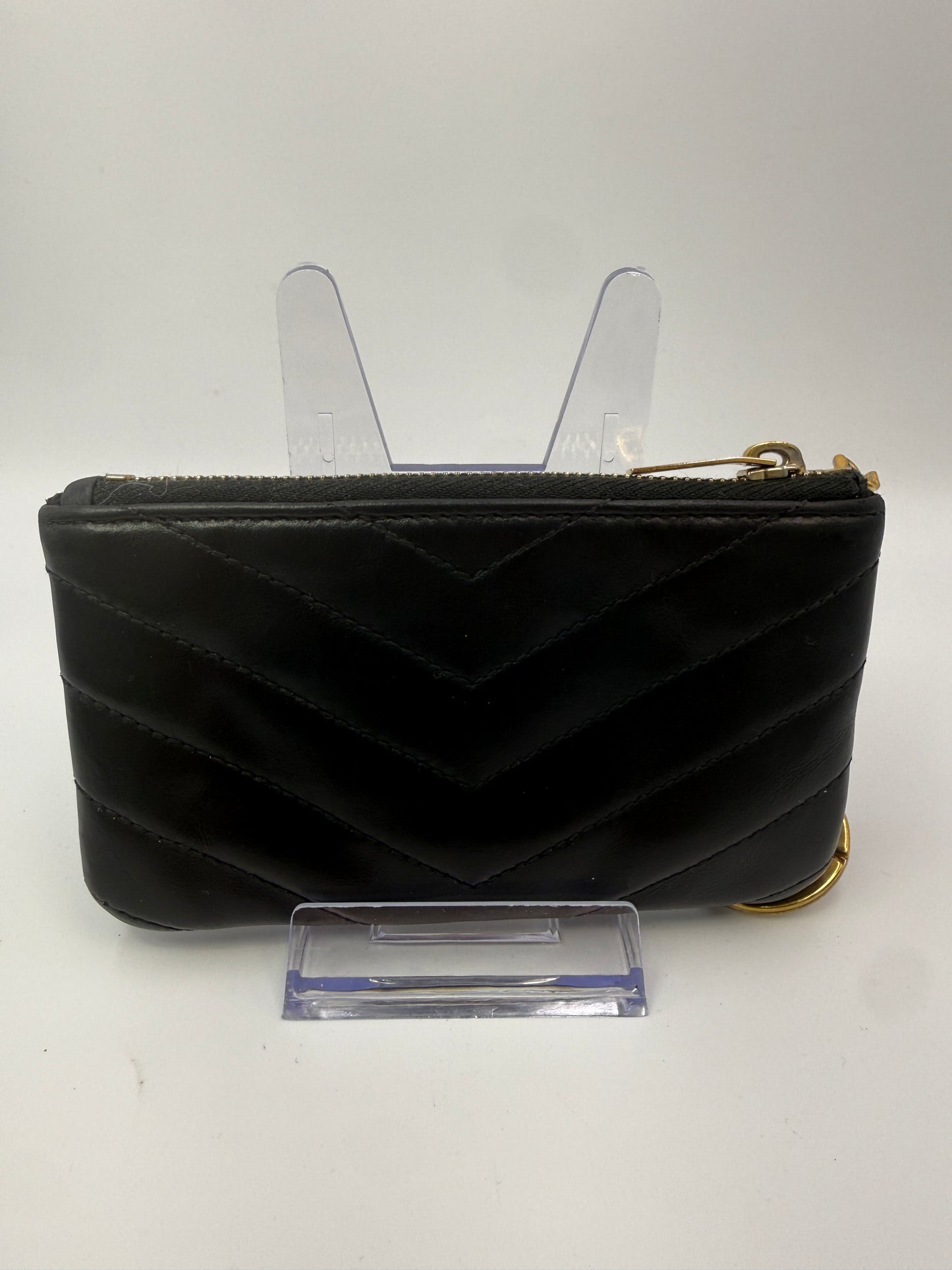 Yves Saint Laurent Black Quilted Leather Key Cles Wallet 0317