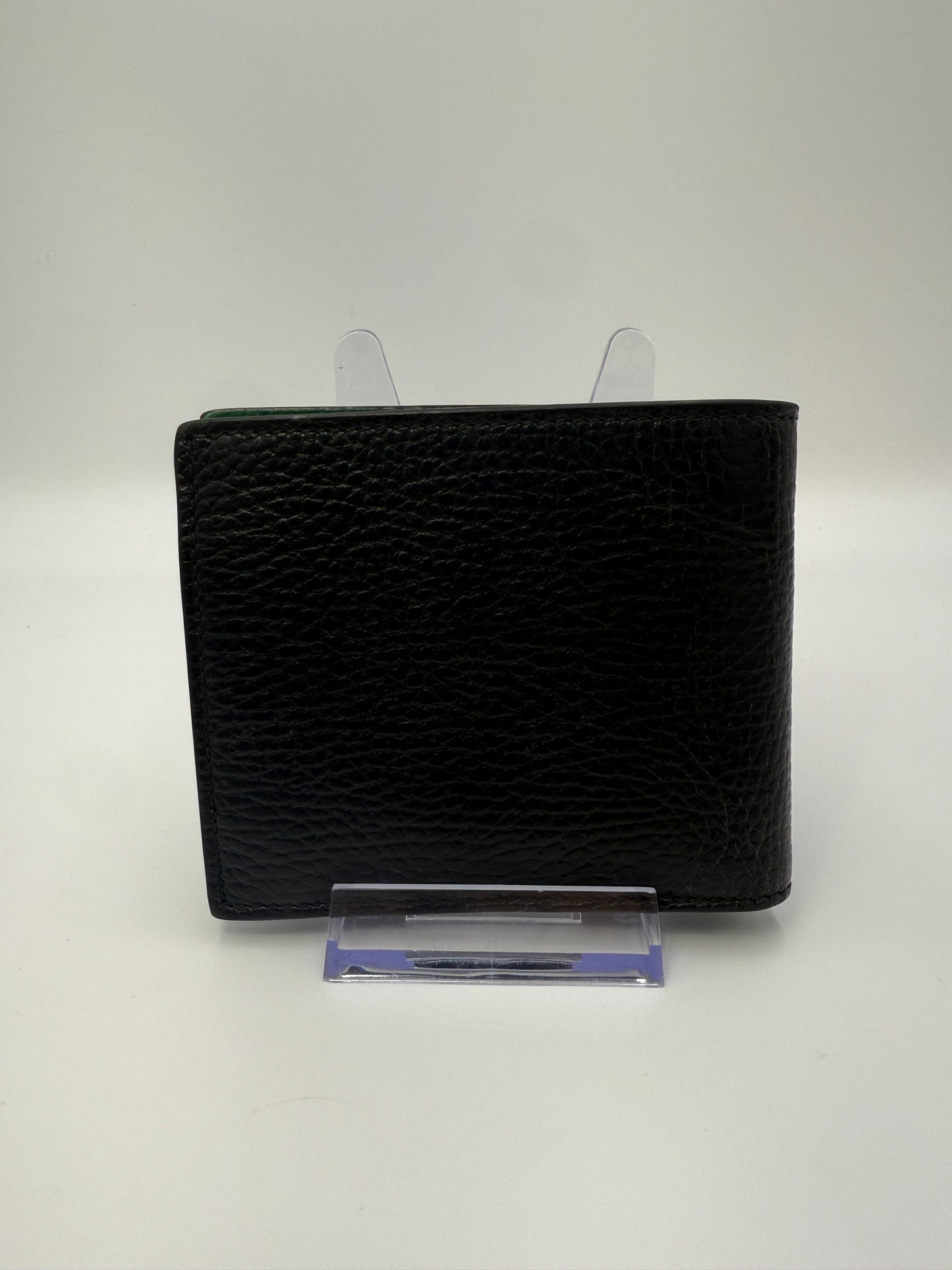 Gucci Leather Men’s Black And Green Bifold Wallet