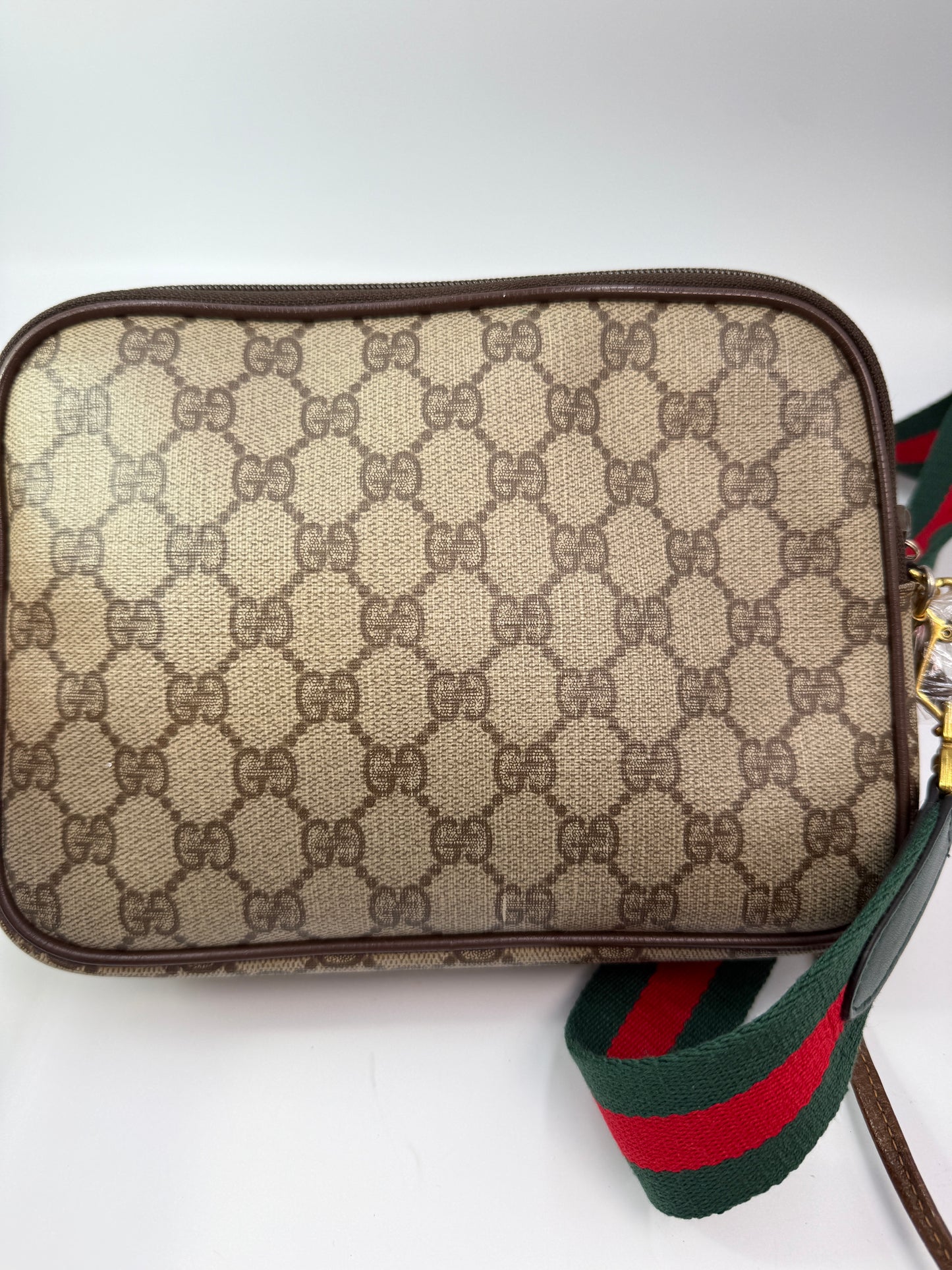 Gucci Vintage GG Supreme Crossbody Clutch With Unbranded Strap