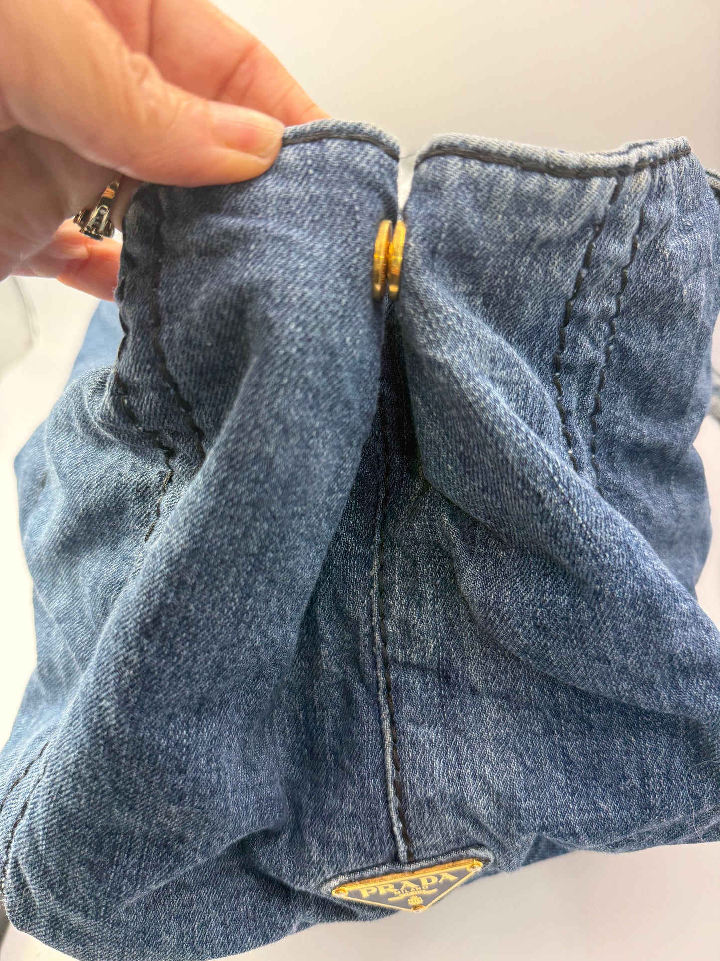 Prada Demim Canapa Medium Tote Bag