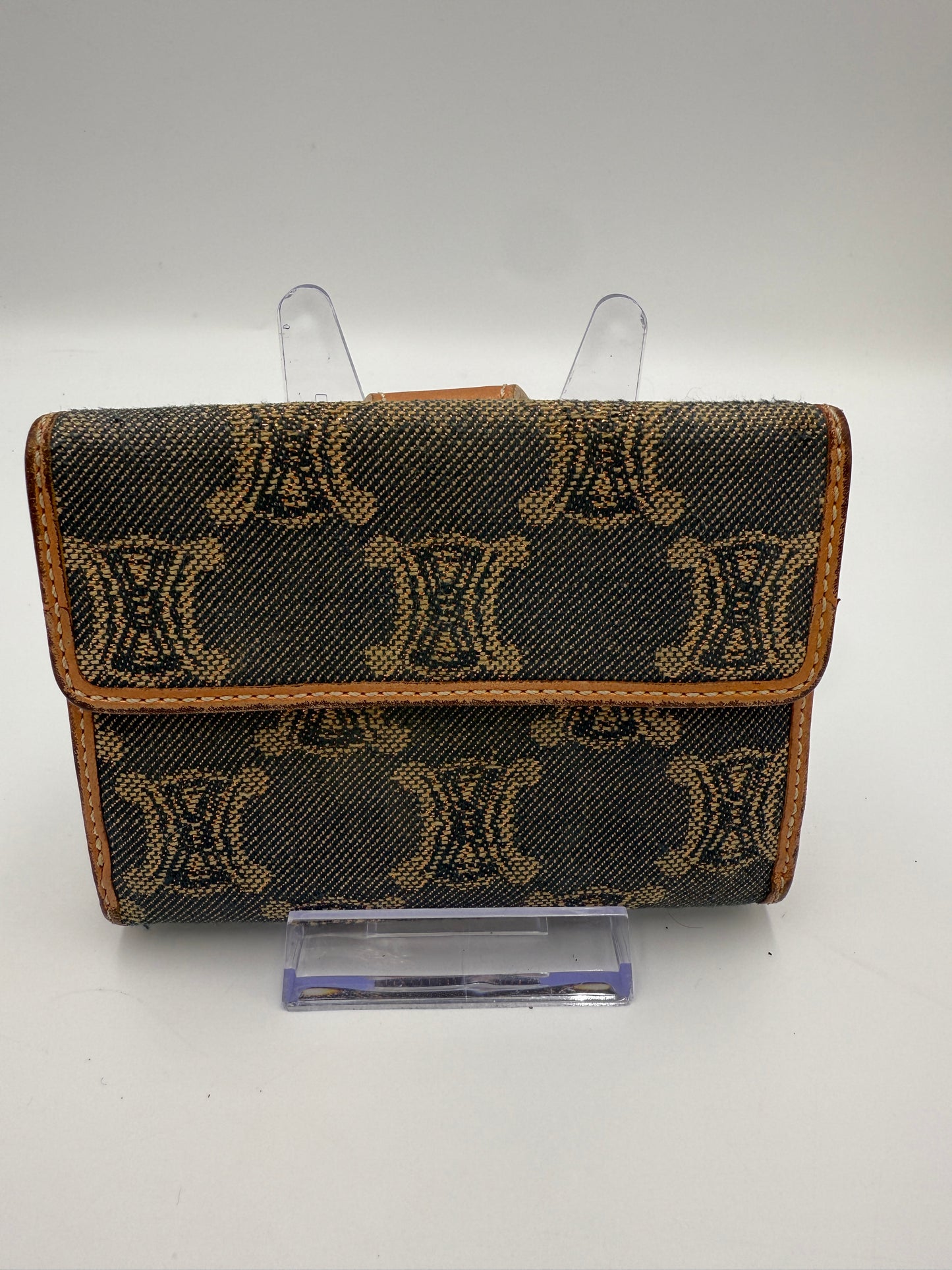 Celine Blue Denim and Rose Gold Compact Wallet