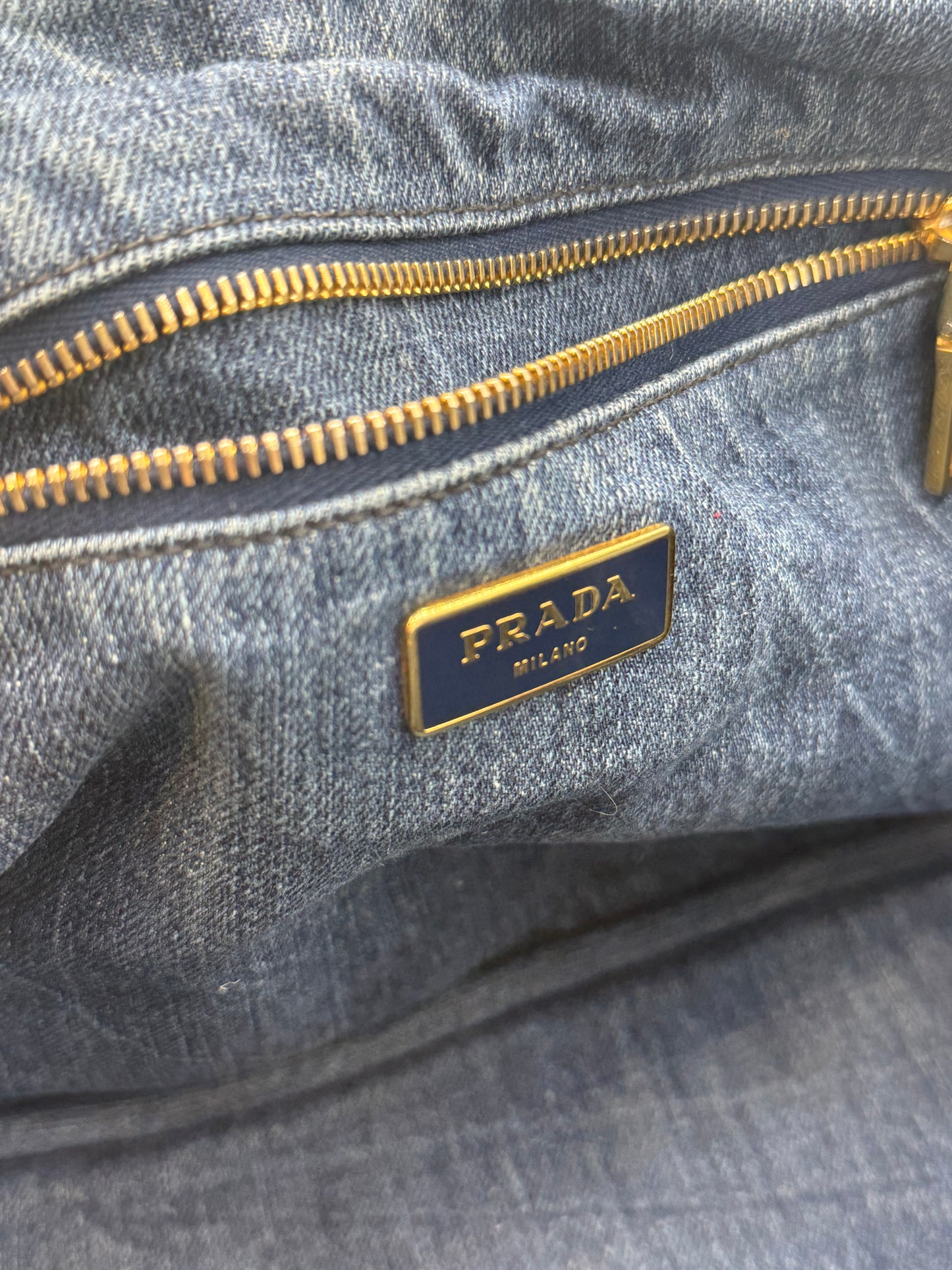 Prada Demim Canapa Medium Tote Bag