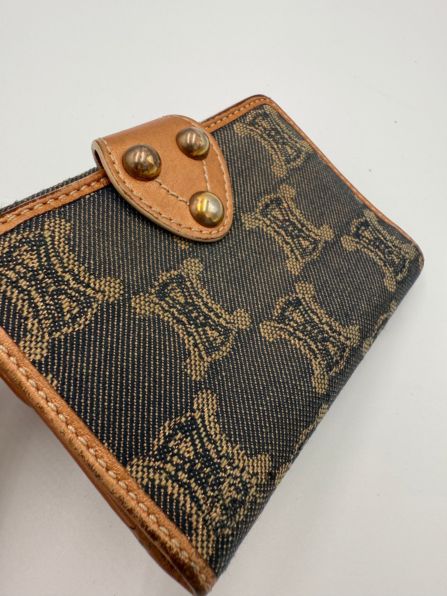 Celine Blue Denim and Rose Gold Compact Wallet