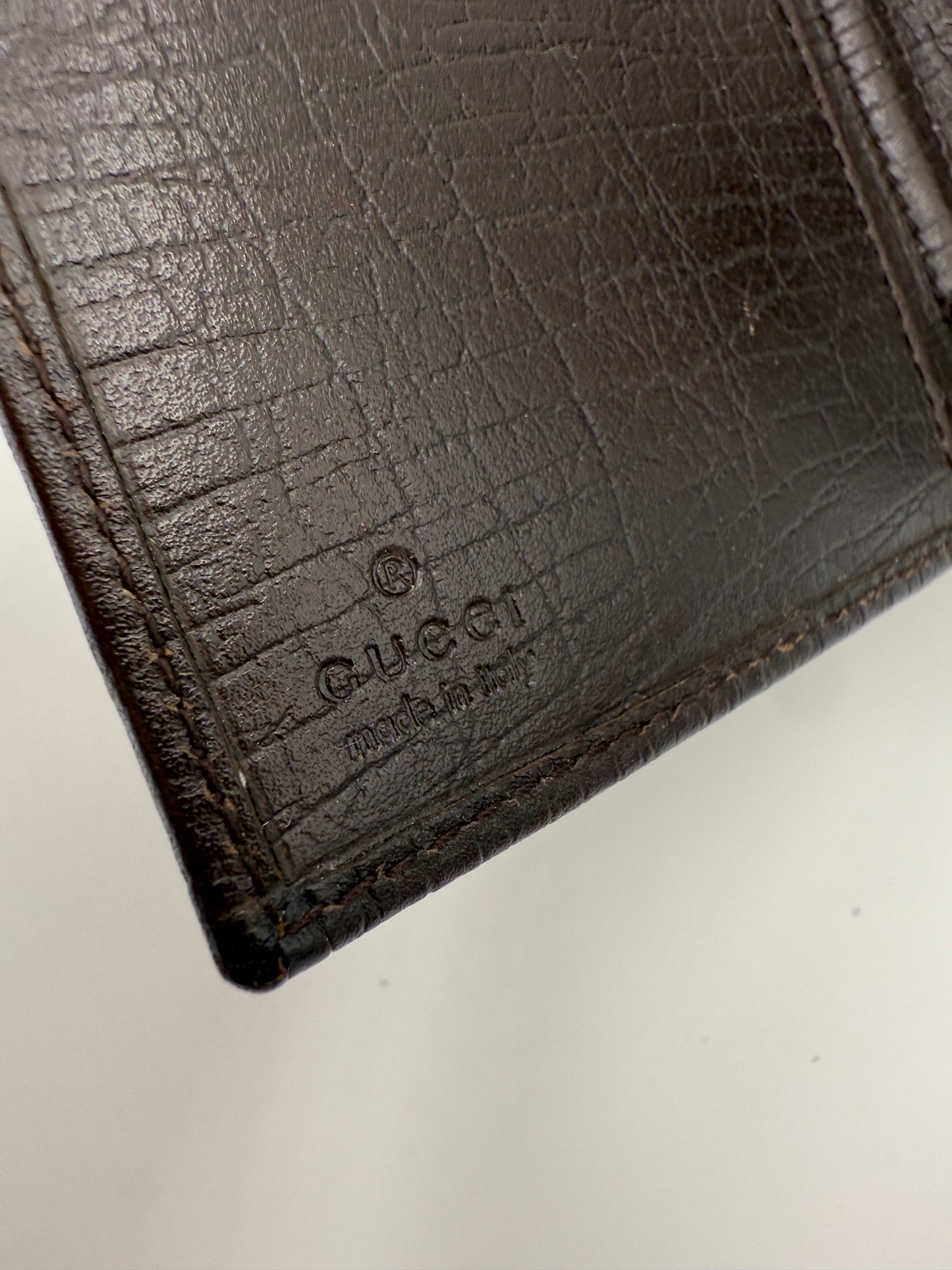 Gucci Beige Canvas Sherry Line Planner Card Case with Pen