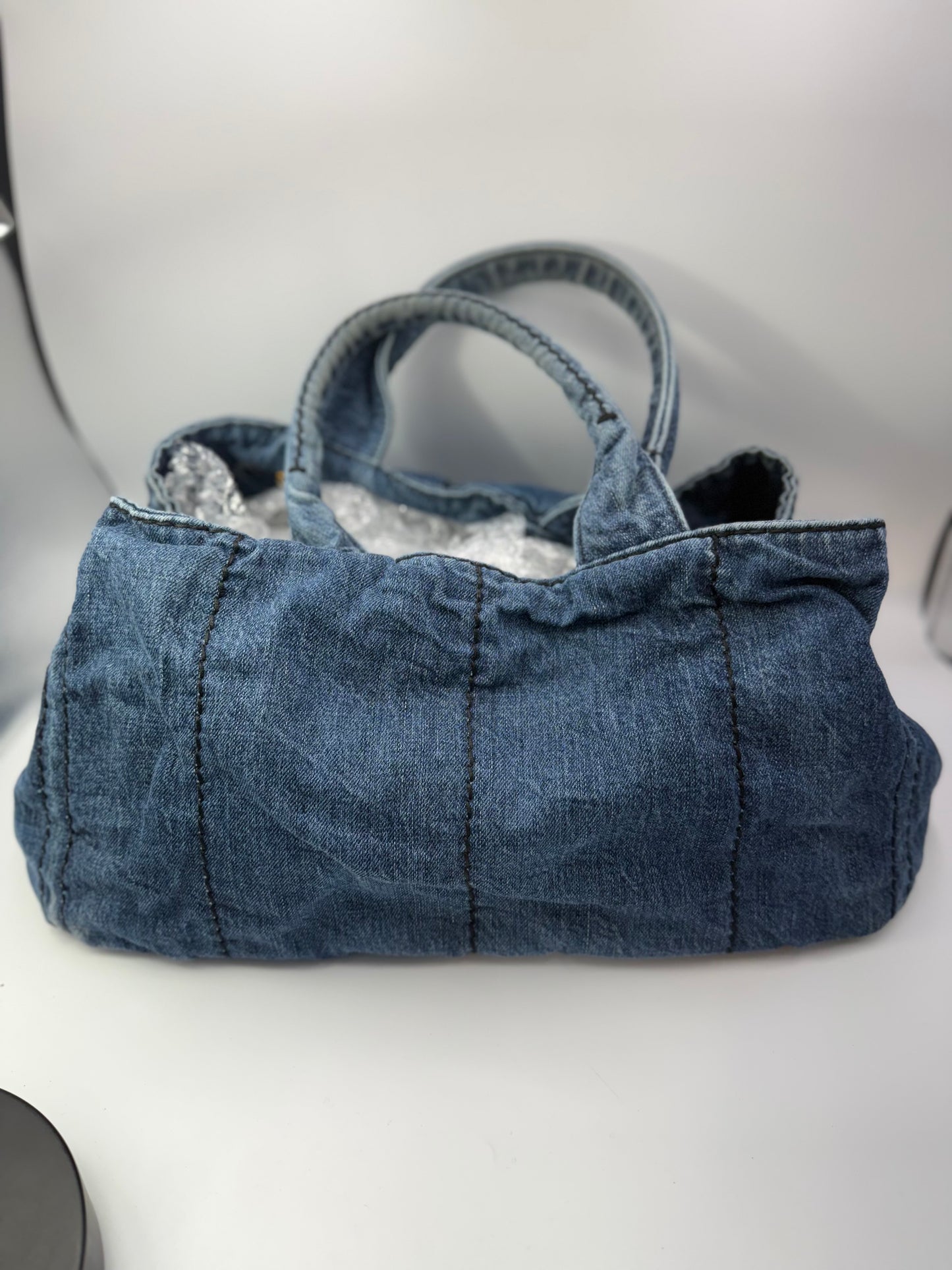 Prada Demim Canapa Medium Tote Bag