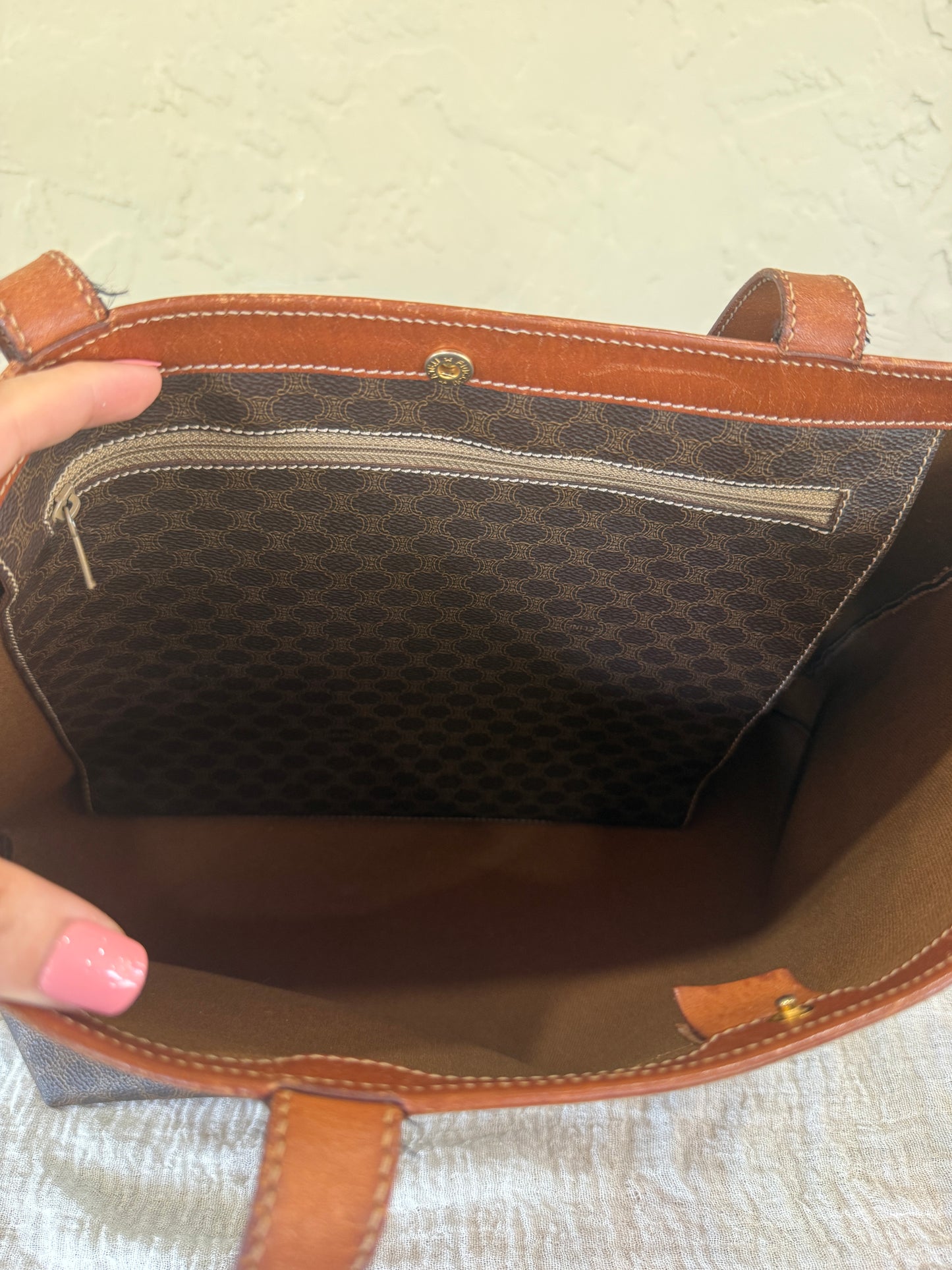 Celine Vintage Macadam Canvas Tote Bag 1998