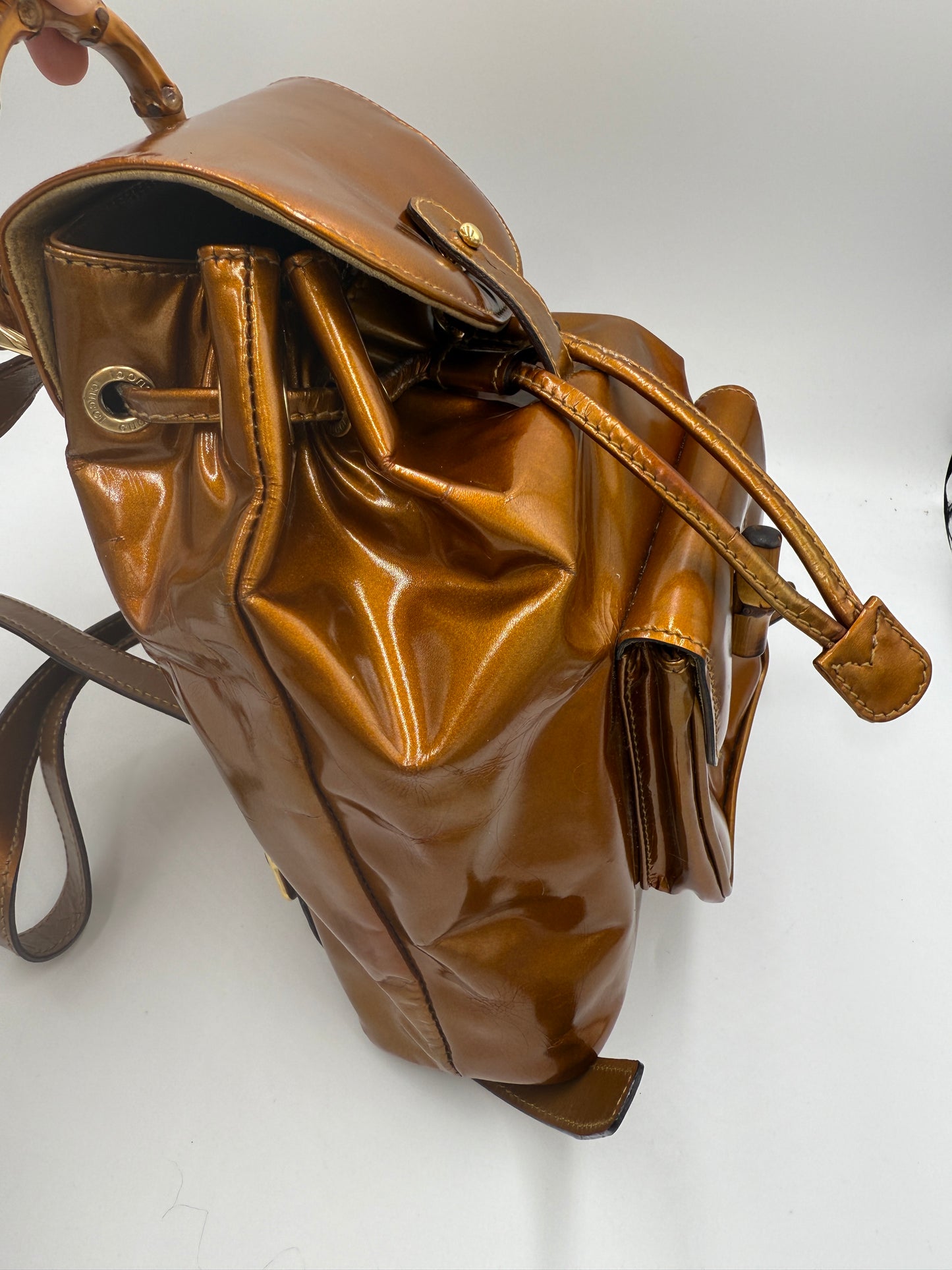 Gucci Bronze Patent Leather Mini Back Pack 00317050030