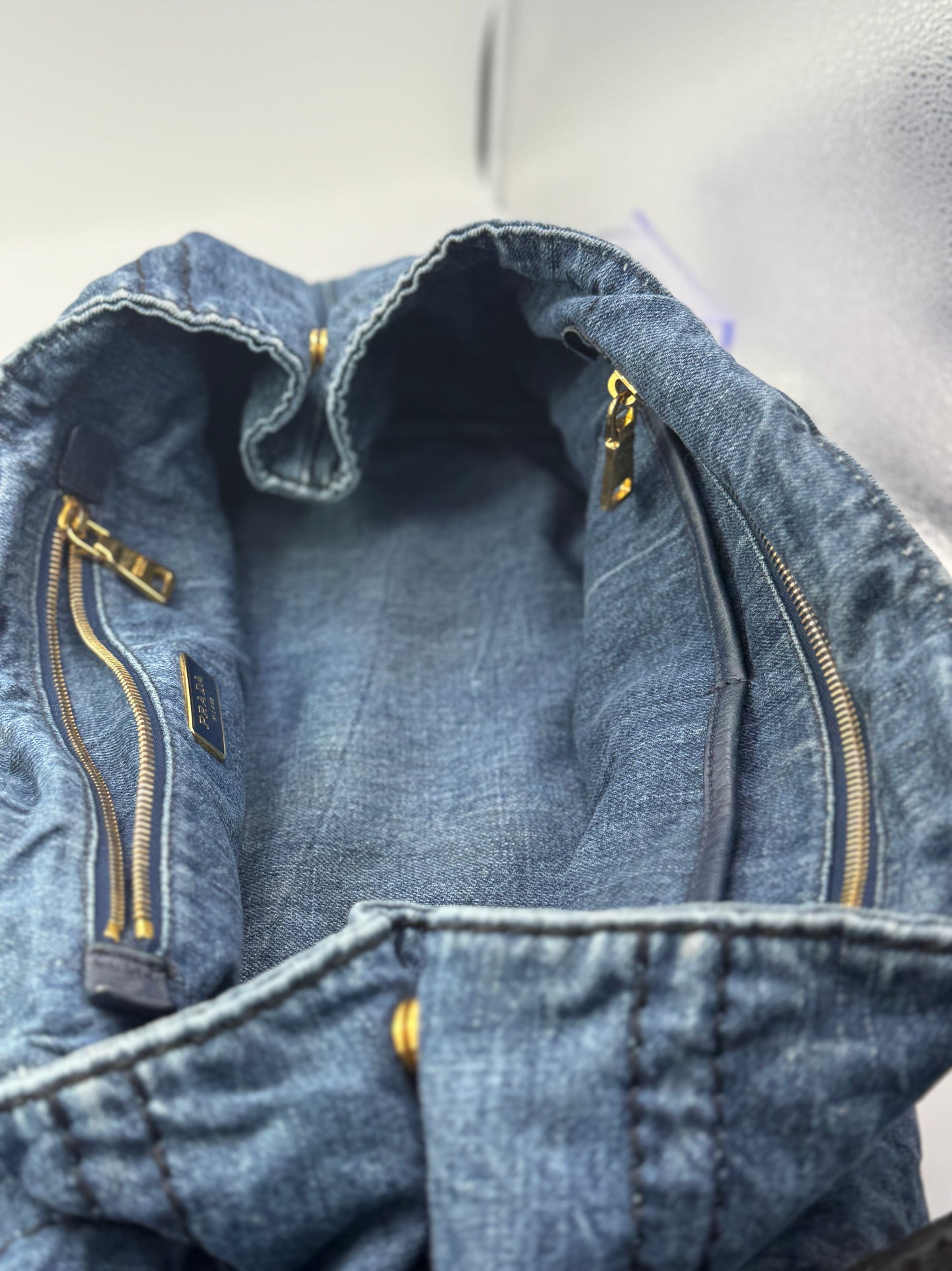 Prada Demim Canapa Medium Tote Bag