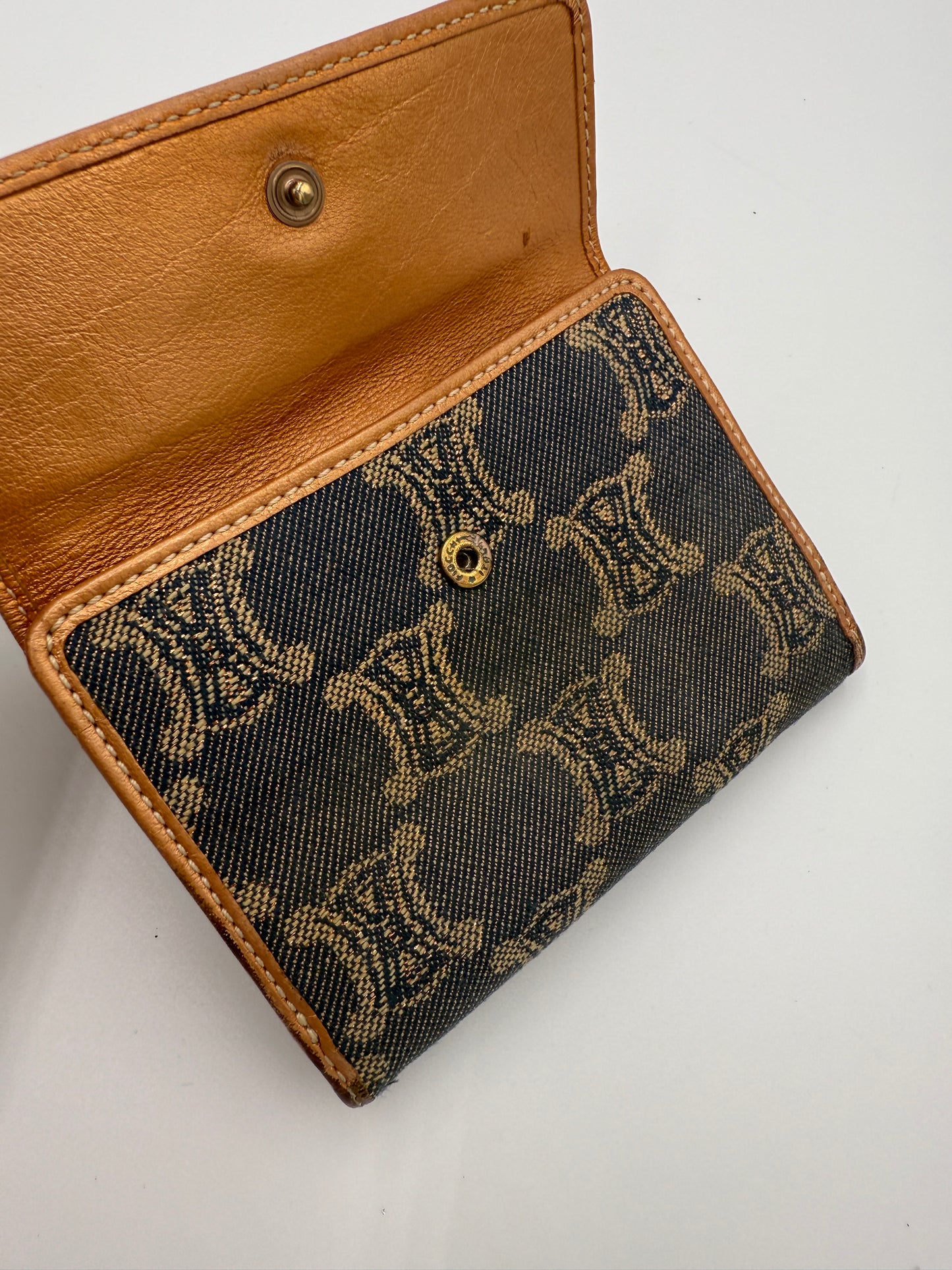 Celine Blue Denim and Rose Gold Compact Wallet