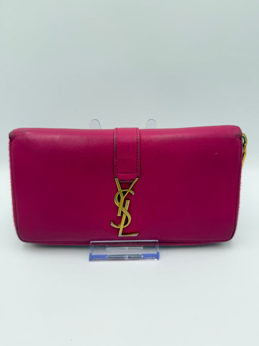 Yves Saint Laurent Pink Leather Long Zippy Wallet