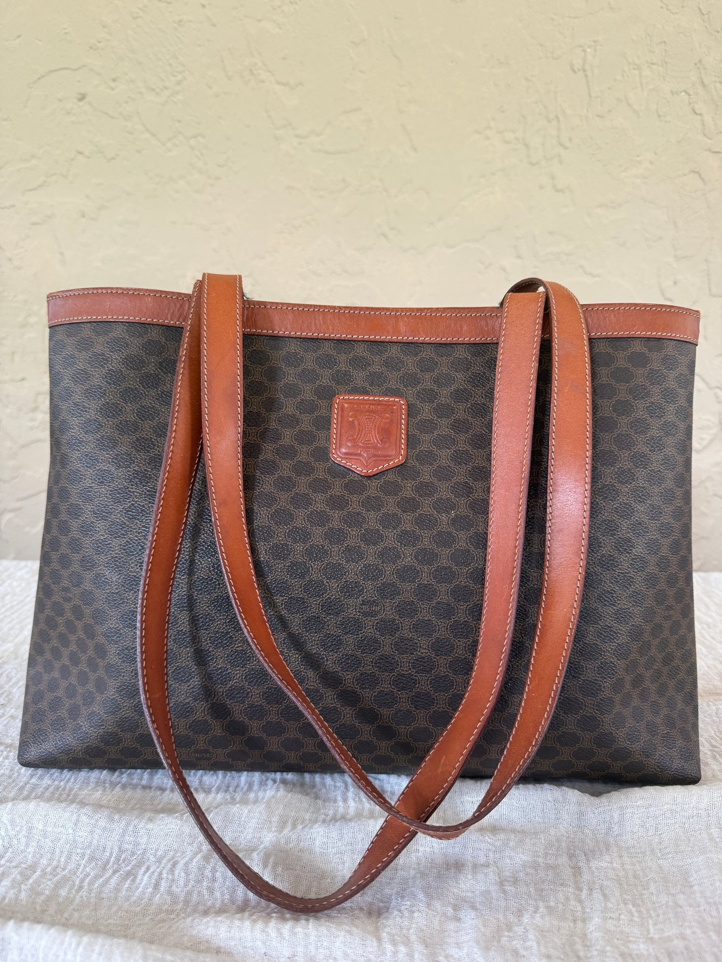 Celine Vintage Macadam Canvas Tote Bag 1998