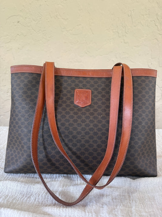 Celine Vintage Macadam Canvas Tote Bag 1998