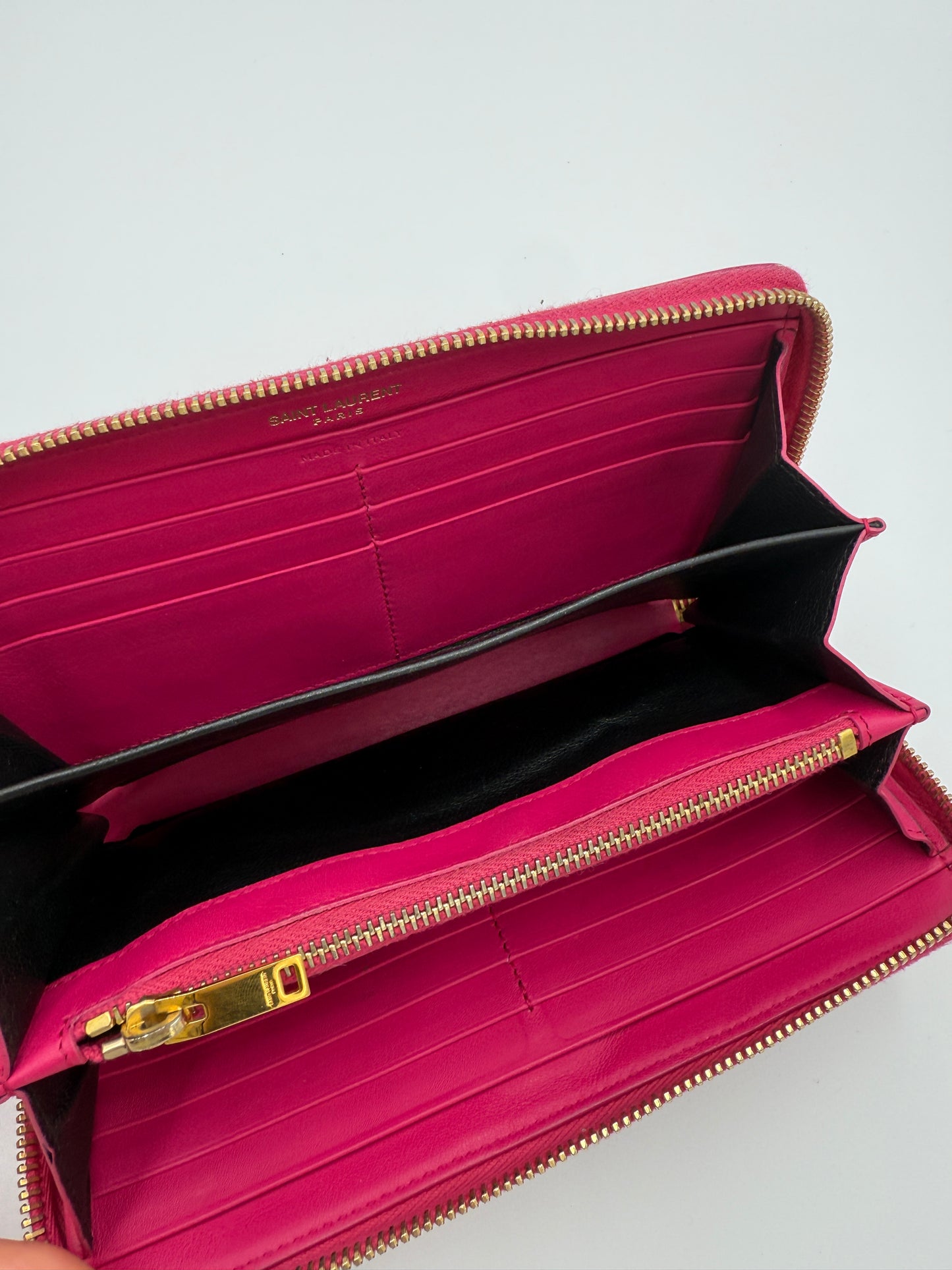 Yves Saint Laurent Pink Leather Long Zippy Wallet