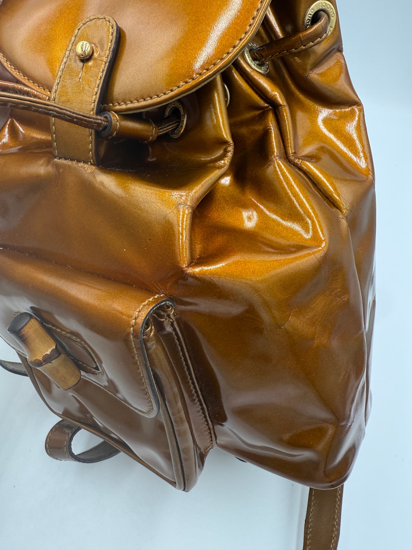 Gucci Bronze Patent Leather Mini Back Pack 00317050030