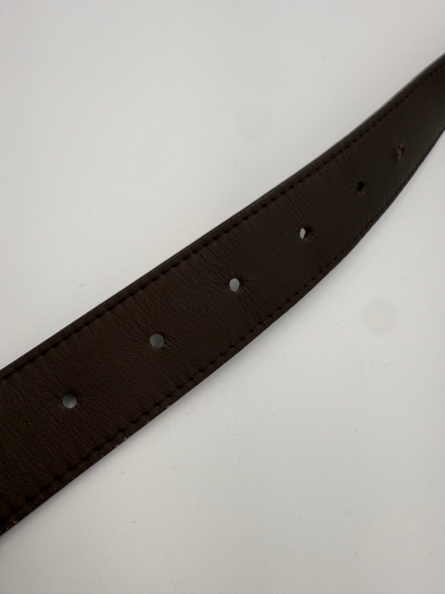 Louis Vuitton Damier Ebene Unisex Belt With Gold Buckle Size 95/38