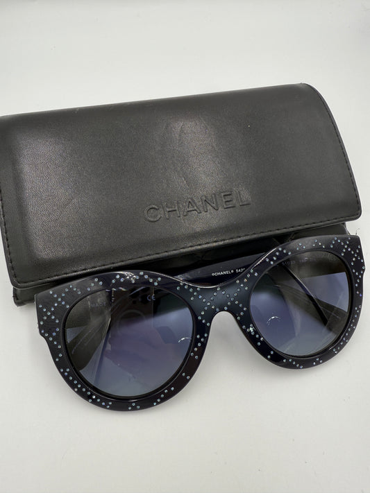 Chanel Swarovski Crystal Sunglasses With Case and CC Cloth