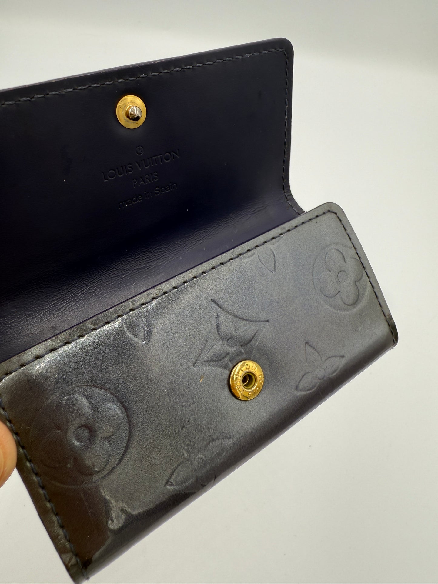 Louis Vuitton Vernis Purple Blue Key Holder CA1024