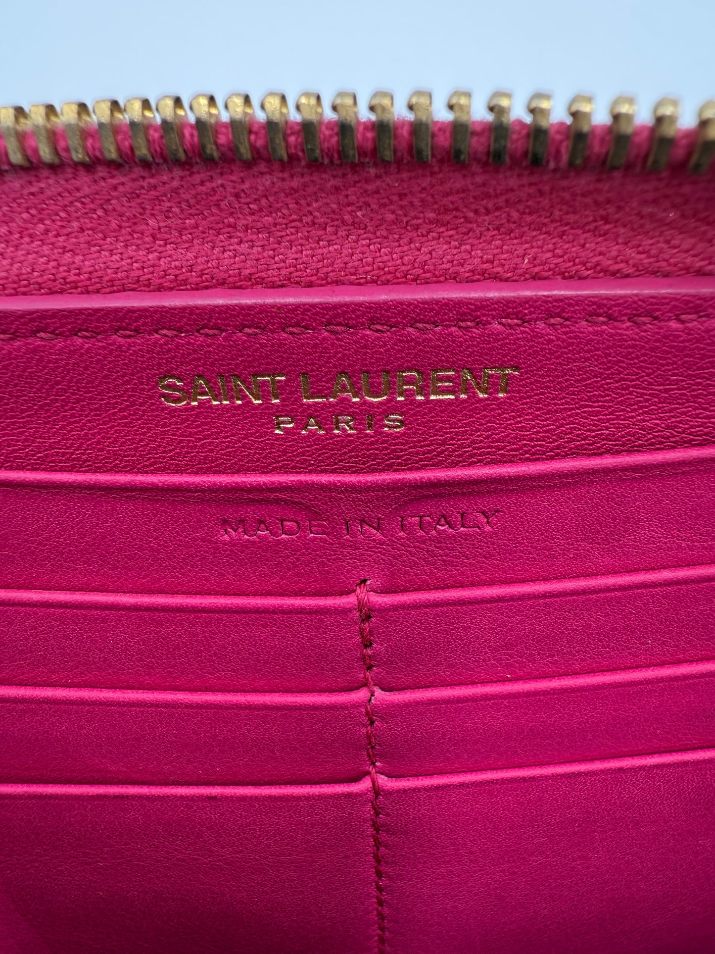 Yves Saint Laurent Pink Leather Long Zippy Wallet
