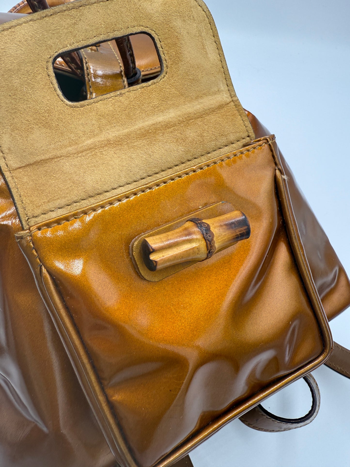 Gucci Bronze Patent Leather Mini Back Pack 00317050030