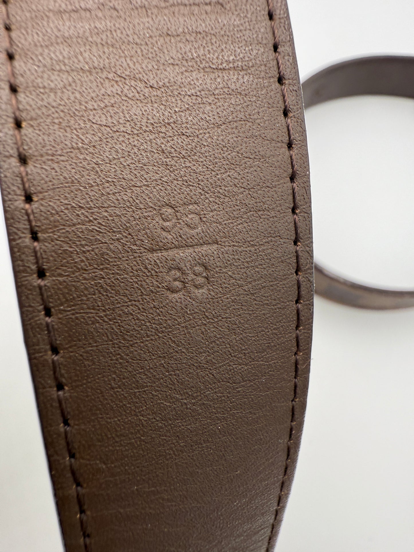 Louis Vuitton Damier Ebene Unisex Belt With Gold Buckle Size 95/38