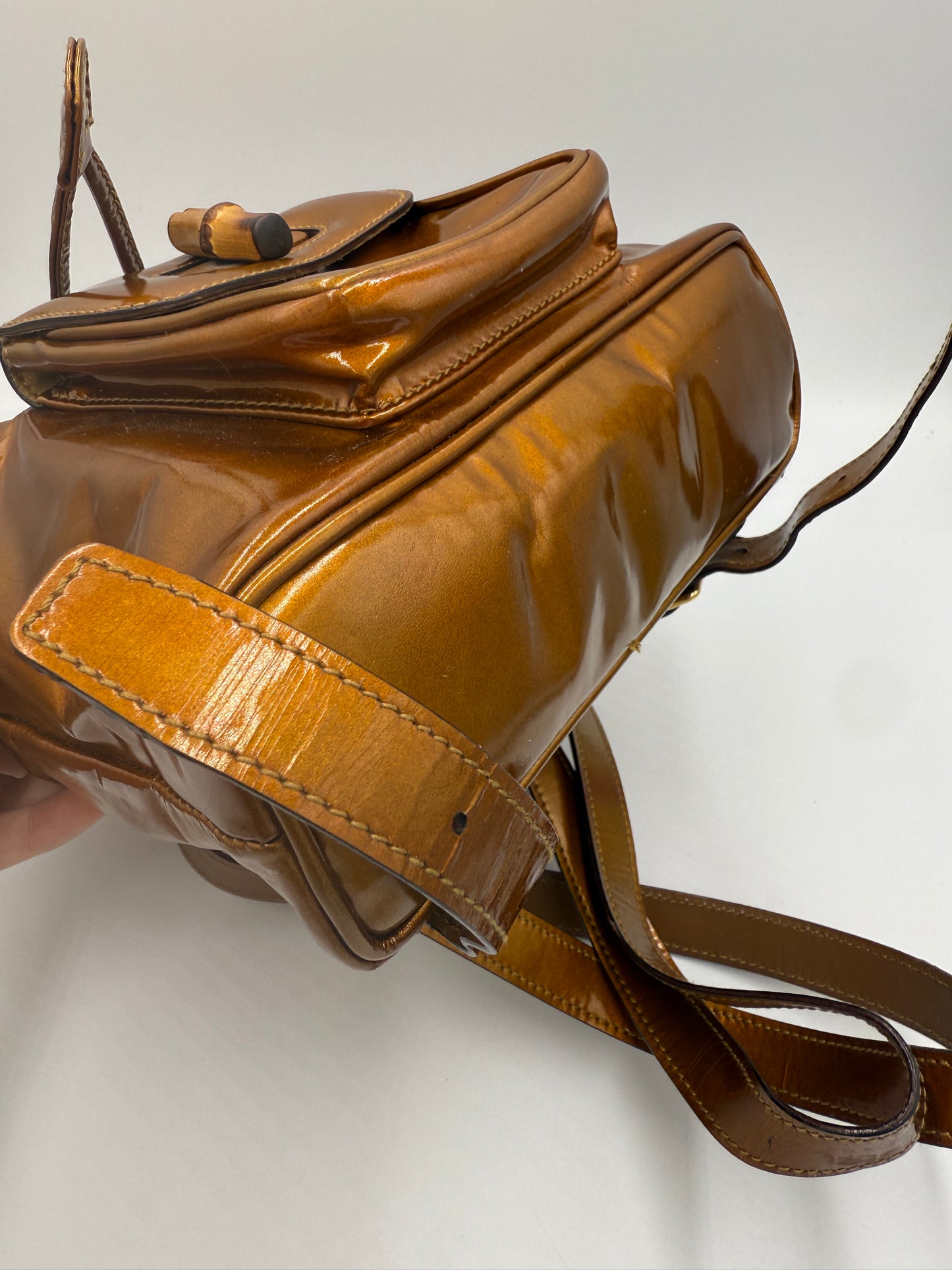 Gucci Bronze Patent Leather Mini Back Pack 00317050030