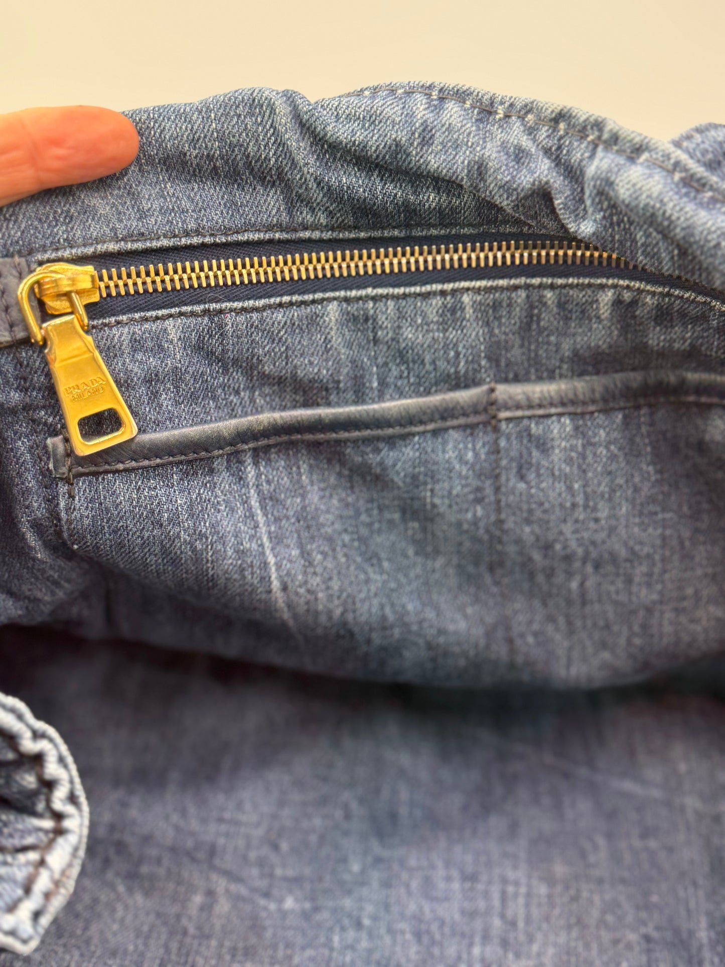 Prada Demim Canapa Medium Tote Bag