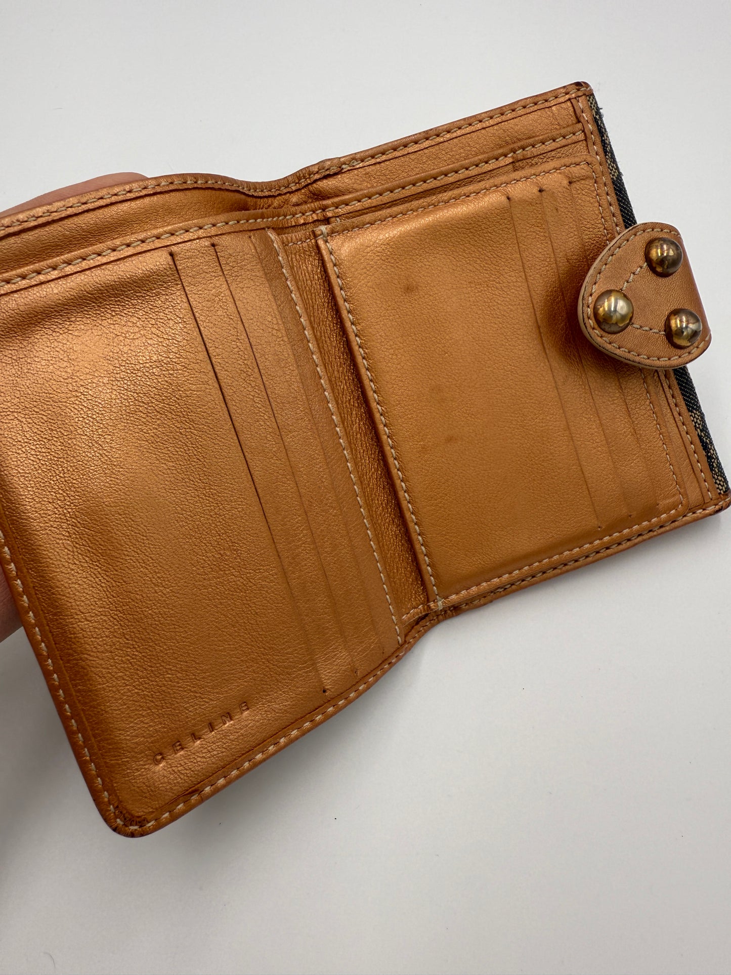 Celine Blue Denim and Rose Gold Compact Wallet