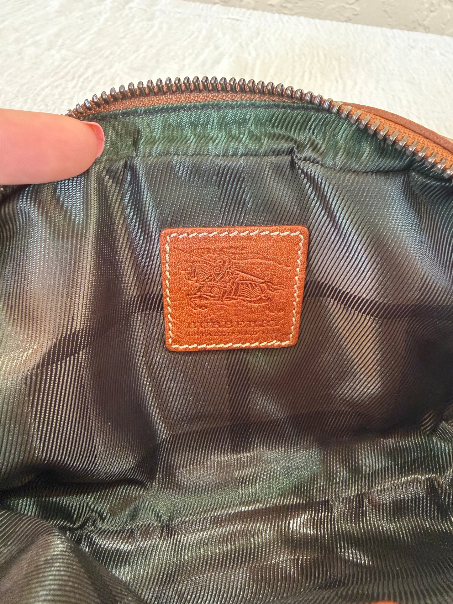 Burberry Pebbled Leather Cosmetic or Toiletry Pouch
